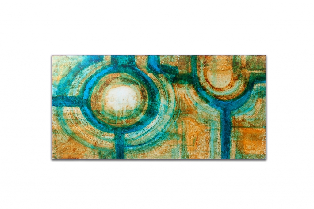 Large Multicoloured Acid Etched Artwork, R. Meerbergen - 1960s