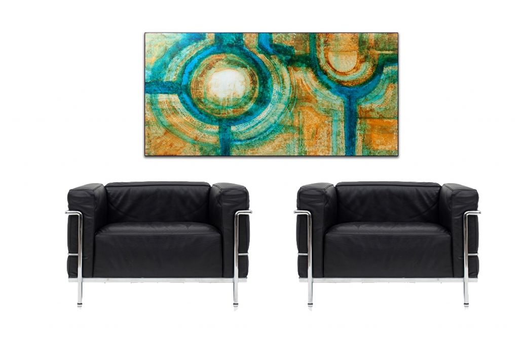 Large Multicoloured Acid Etched Artwork, R. Meerbergen - 1960s