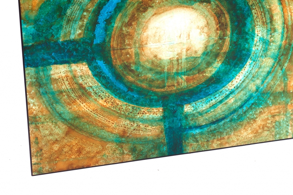 Large Multicoloured Acid Etched Artwork, R. Meerbergen - 1960s