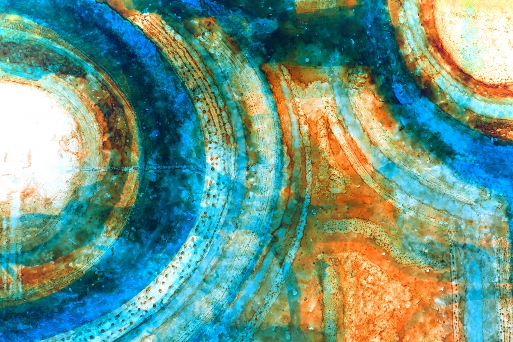 Large Multicoloured Acid Etched Artwork, R. Meerbergen - 1960s
