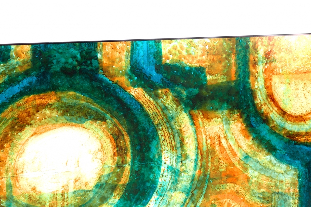 Large Multicoloured Acid Etched Artwork, R. Meerbergen - 1960s