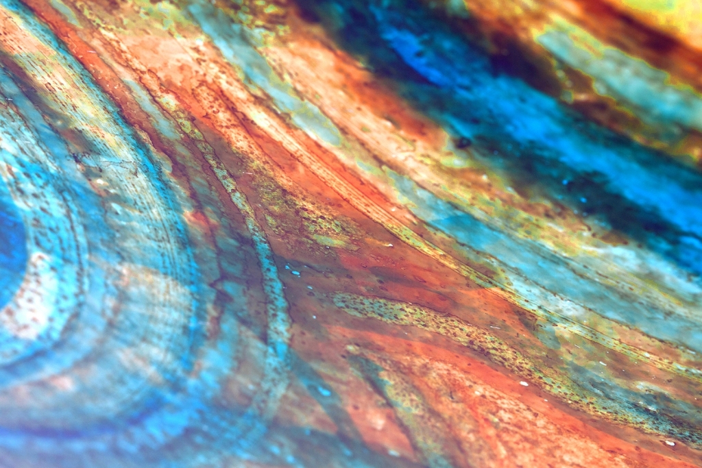 Large Multicoloured Acid Etched Artwork, R. Meerbergen - 1960s