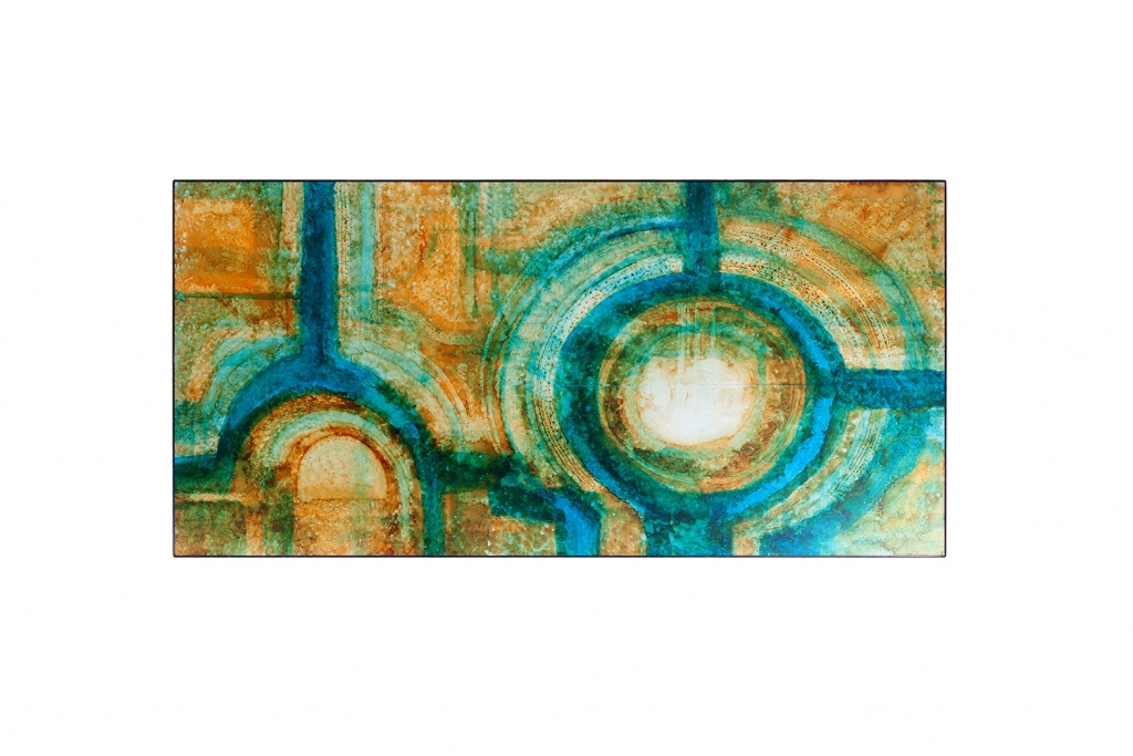 Large Multicoloured Acid Etched Artwork, R. Meerbergen - 1960s