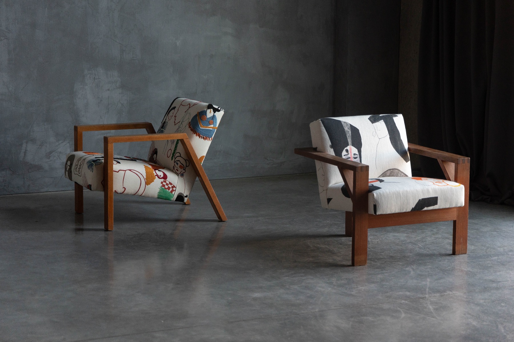Dutch Modernist Chairs in Pierre Frey Fabric - 1960s