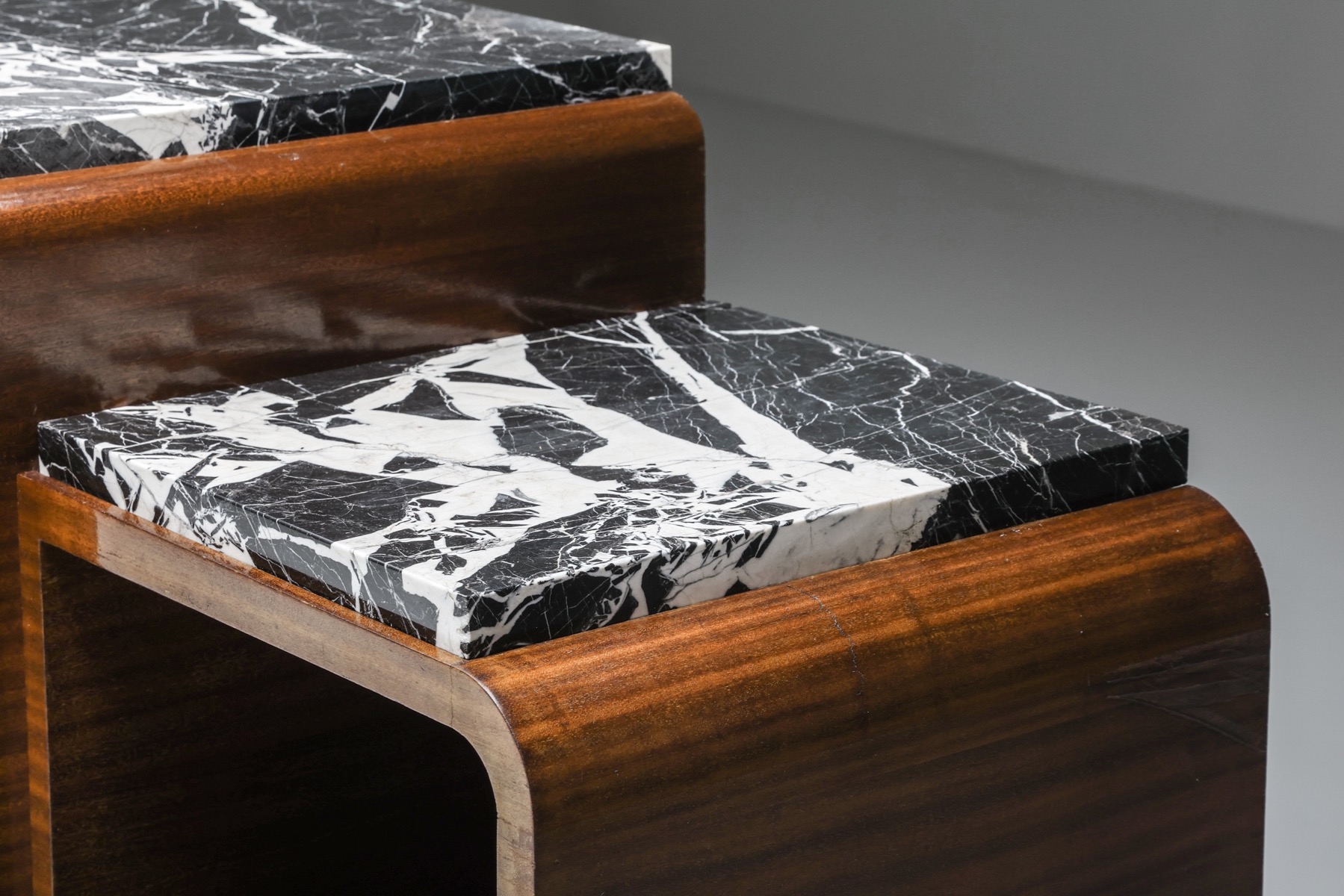 Mahogany and Marble Credenza by Charles Van Beerleir - 1950's