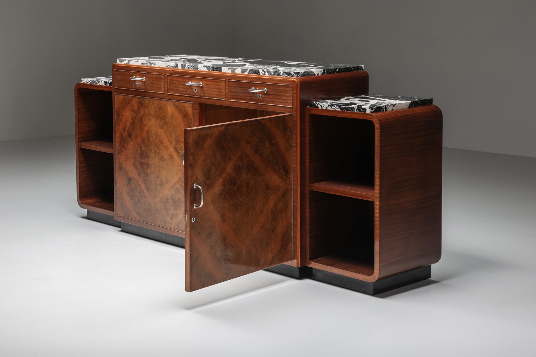 Mahogany and Marble Credenza by Charles Van Beerleir - 1950's