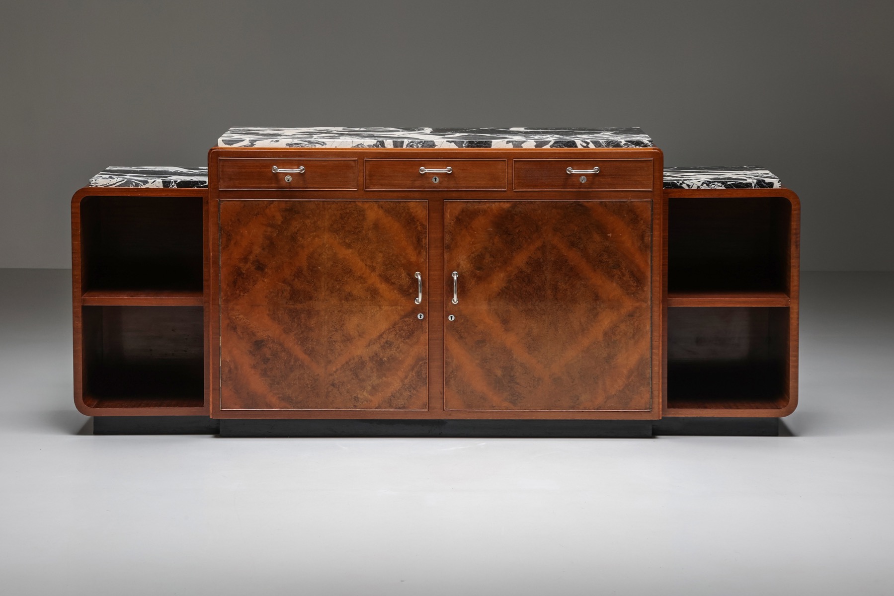 Mahogany and Marble Credenza by Charles Van Beerleir - 1950's