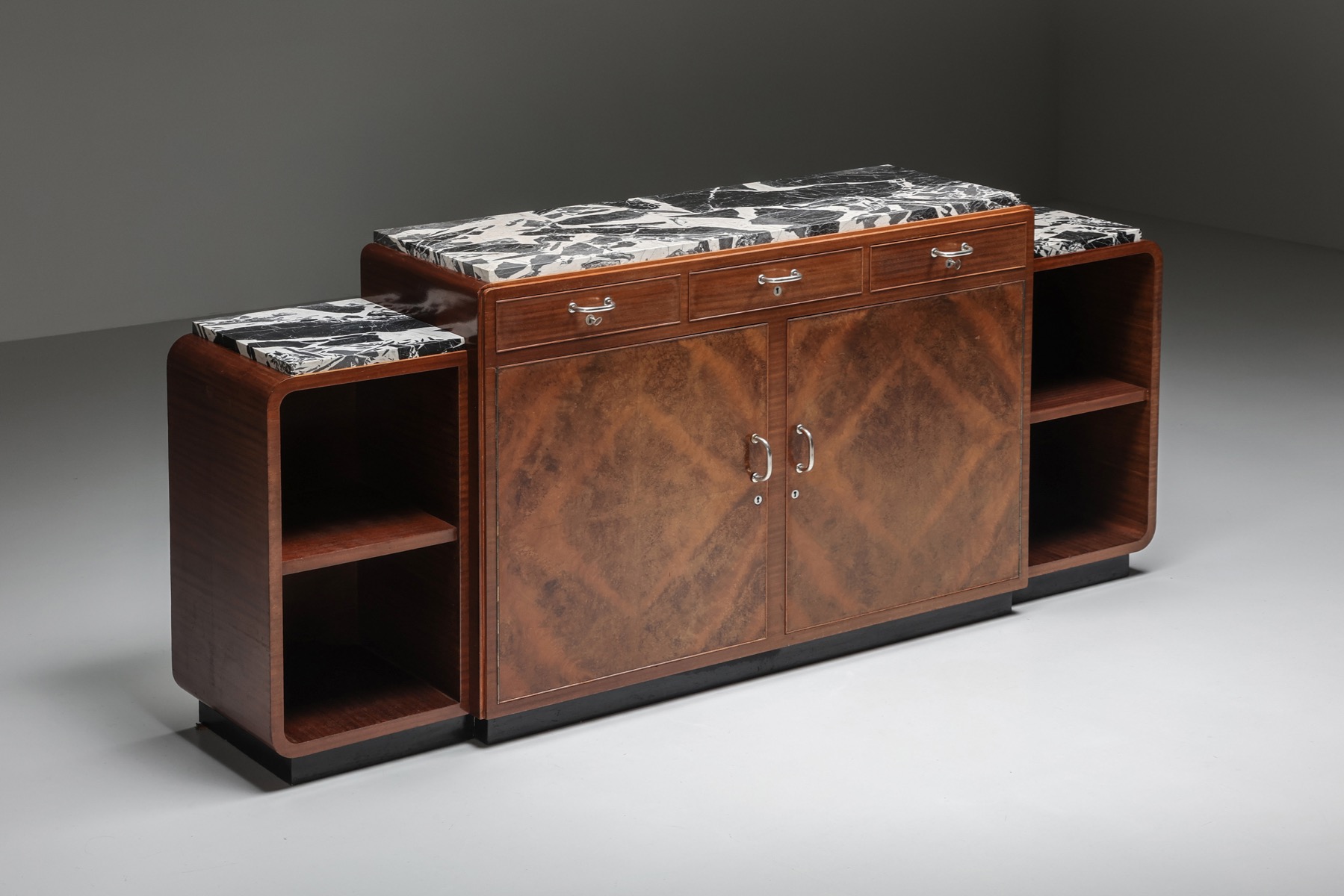 Mahogany and Marble Credenza by Charles Van Beerleir - 1950's