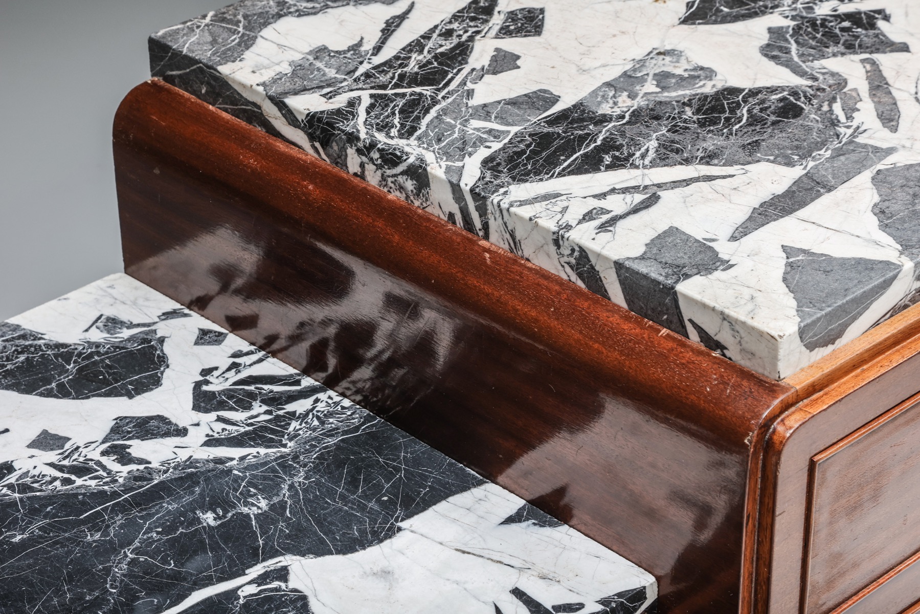 Mahogany and Marble Credenza by Charles Van Beerleir - 1950's