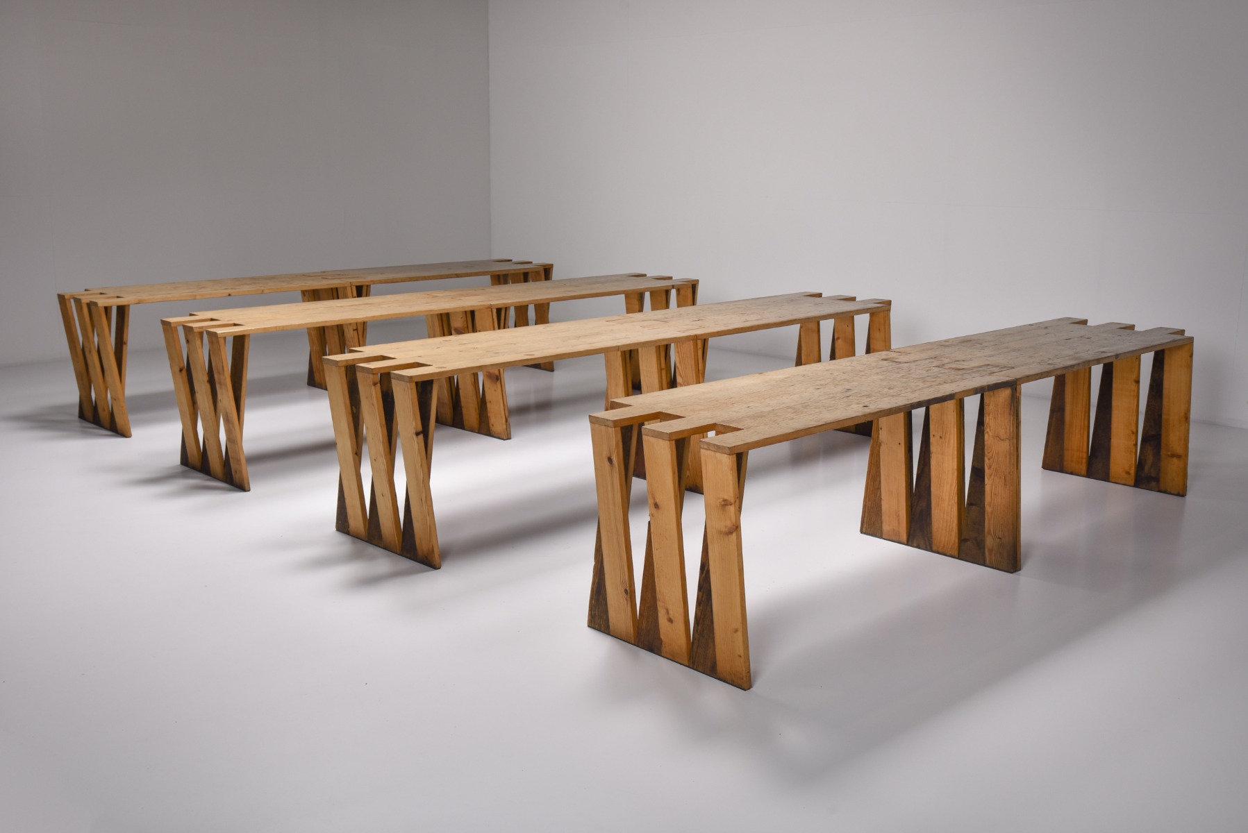 Dutch Pine Modular Puzzle Dining Tables - 1950's