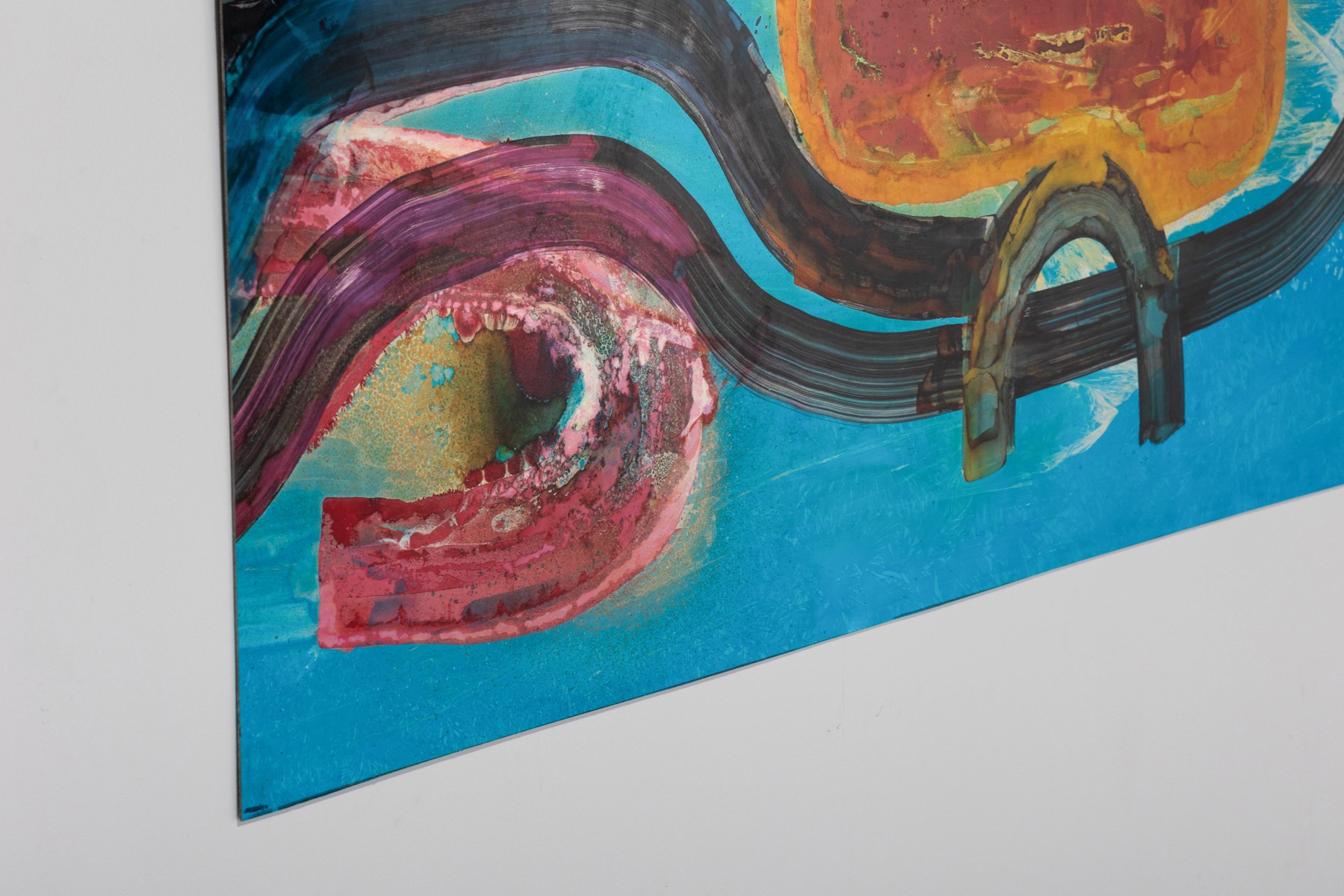 Artwork by E. Hennekens, Organic painting on steel panel - 1970's