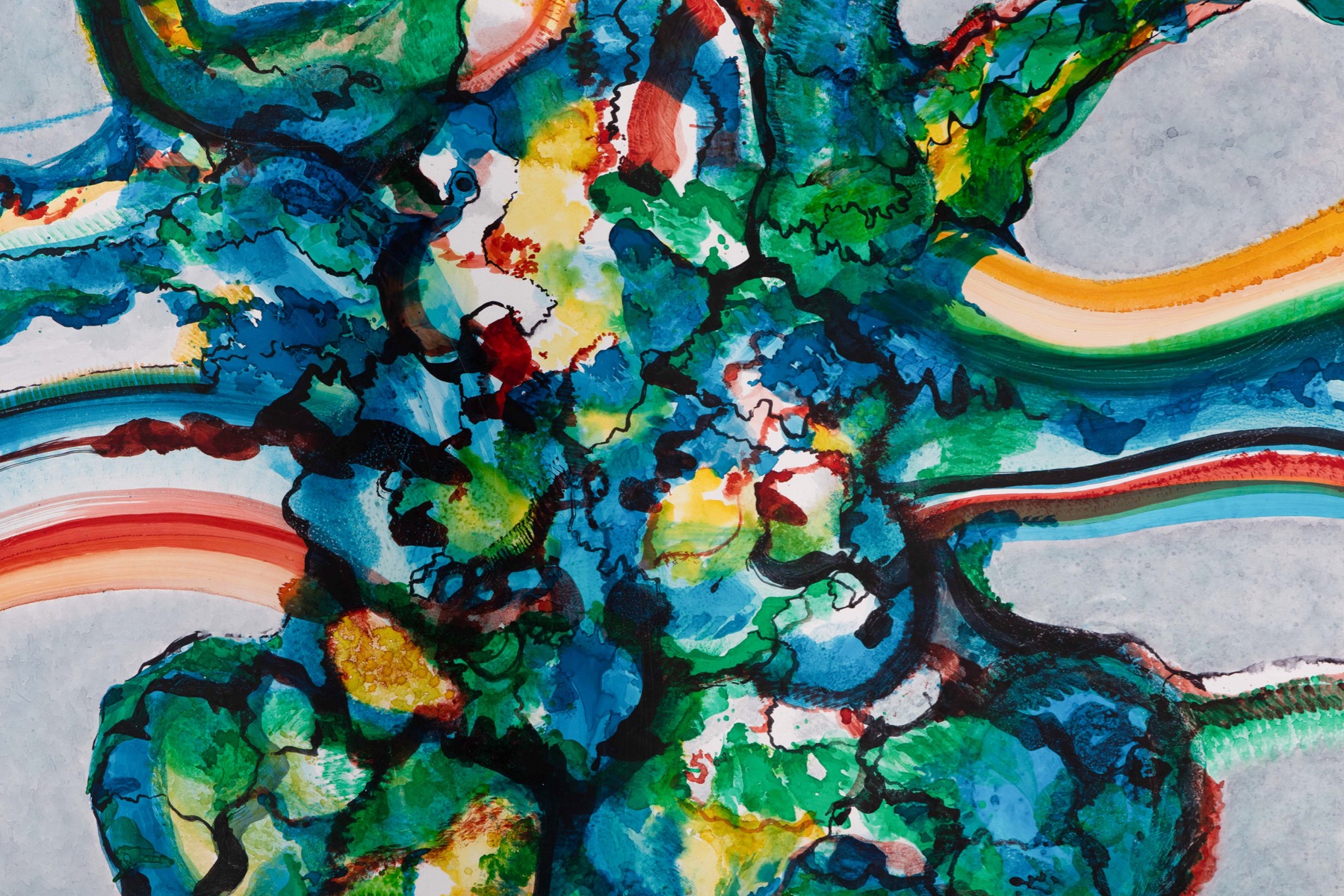 Artwork by E. Hennekens, Organic painting on steel panel - 1970s