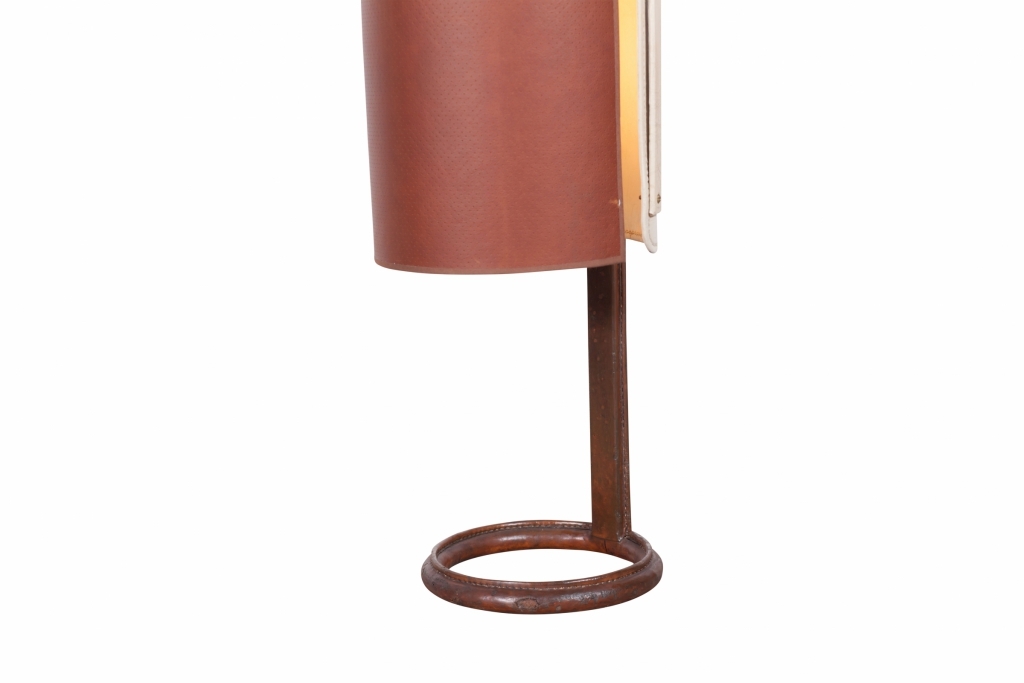 Leather Floor Lamp, Jacques Adnet - 1950s