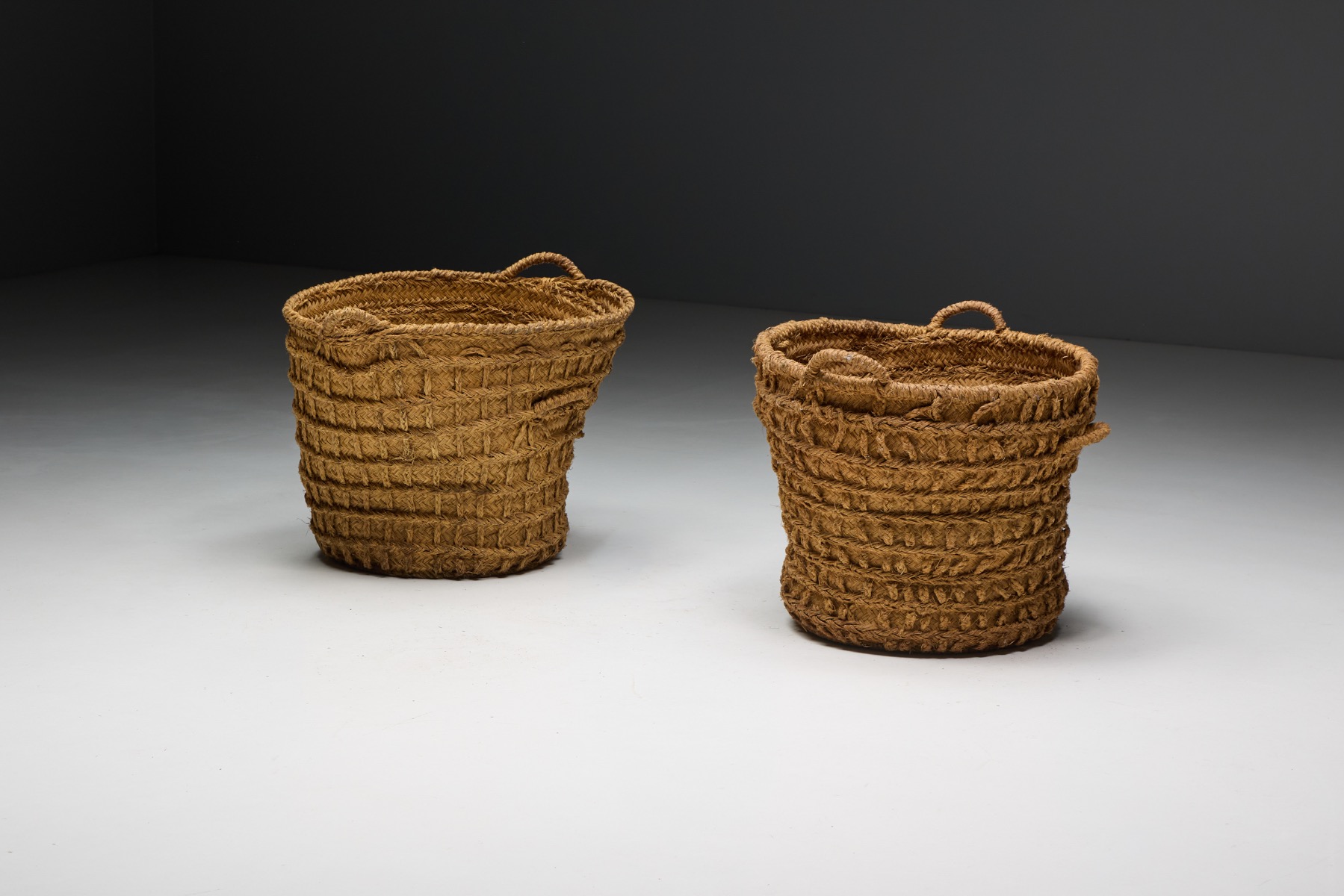 Early 1900s handwoven basket natural material