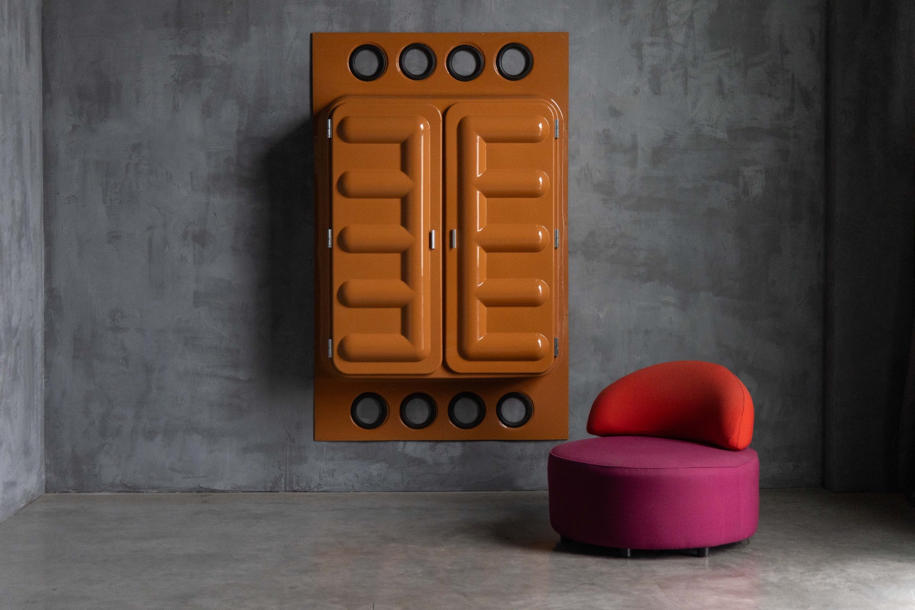 Edition Somop Wardrobe in Orange Molded Plastic - 1970s