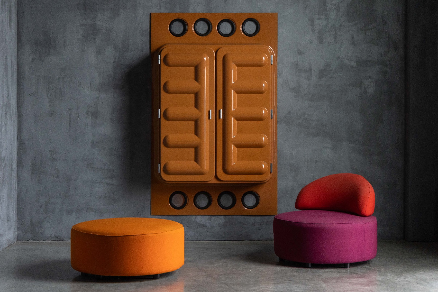 Edition Somop Wardrobe in Orange Molded Plastic - 1970s