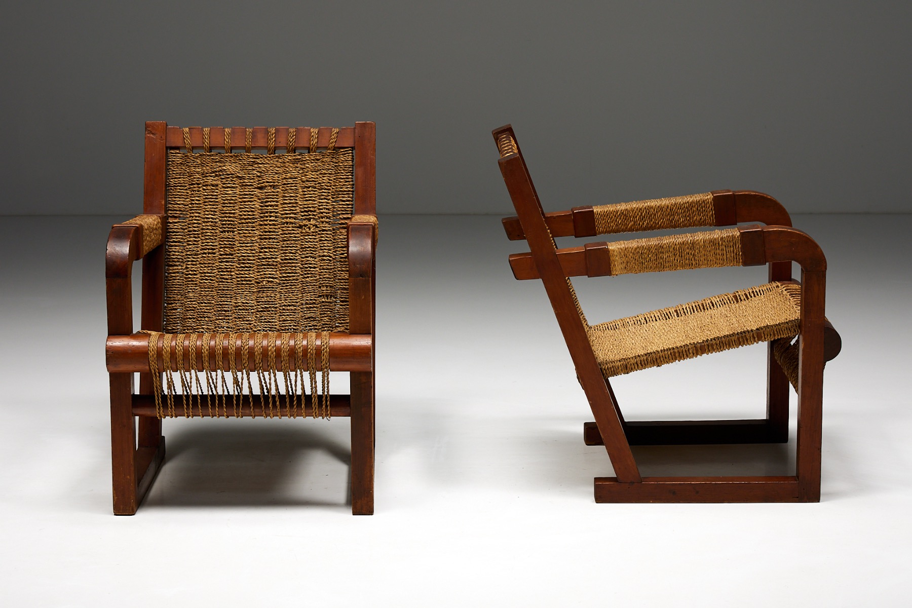 Easy Chair in Rope and Pitch Pine -  1930s