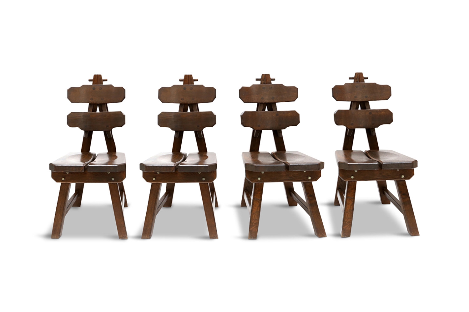 Stained Oak Chairs, Brutalism - 1930s