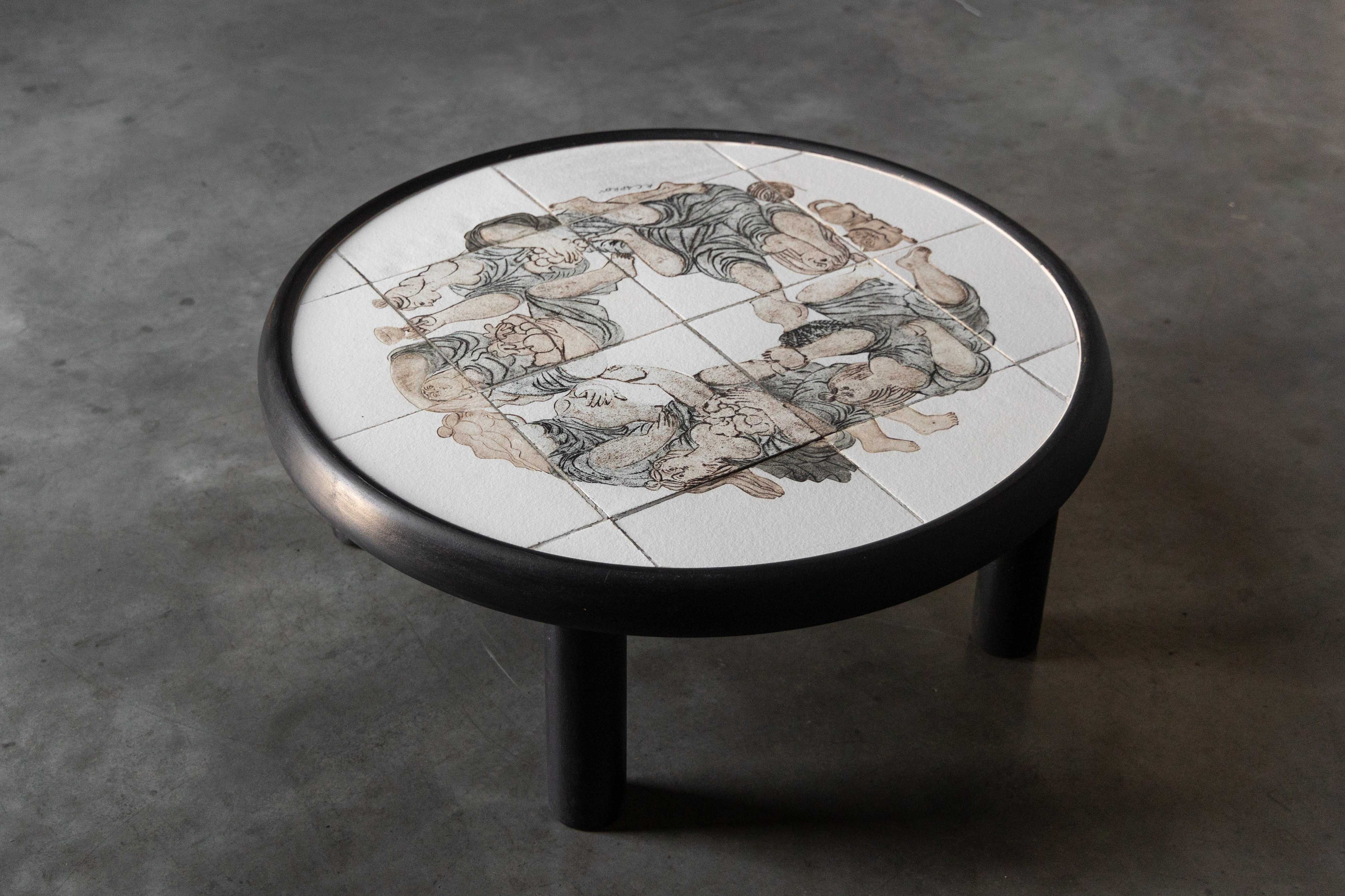 Figurative Ceramic Coffee Table by Roger Capron, France - 1960s