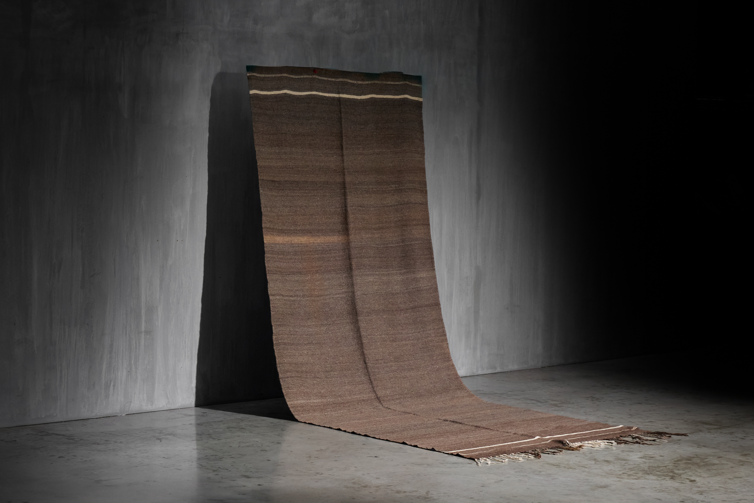 Flat-Woven Wool Rug in Brown Tones, Morocco - Circa 1950