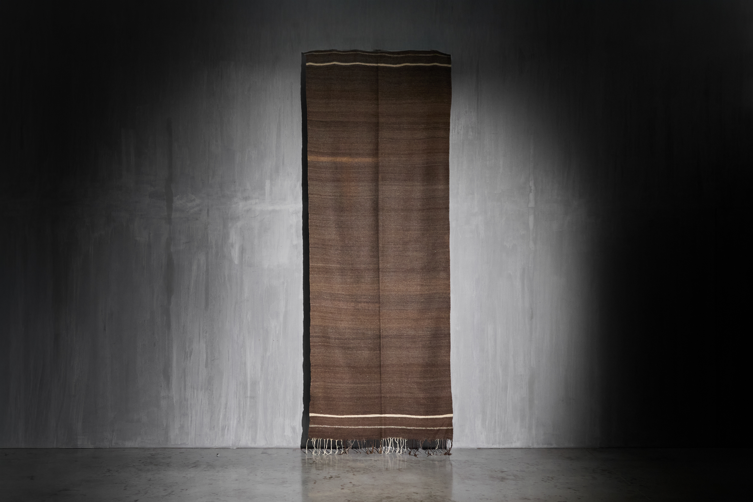 Flat-Woven Wool Rug in Brown Tones, Morocco - Circa 1950