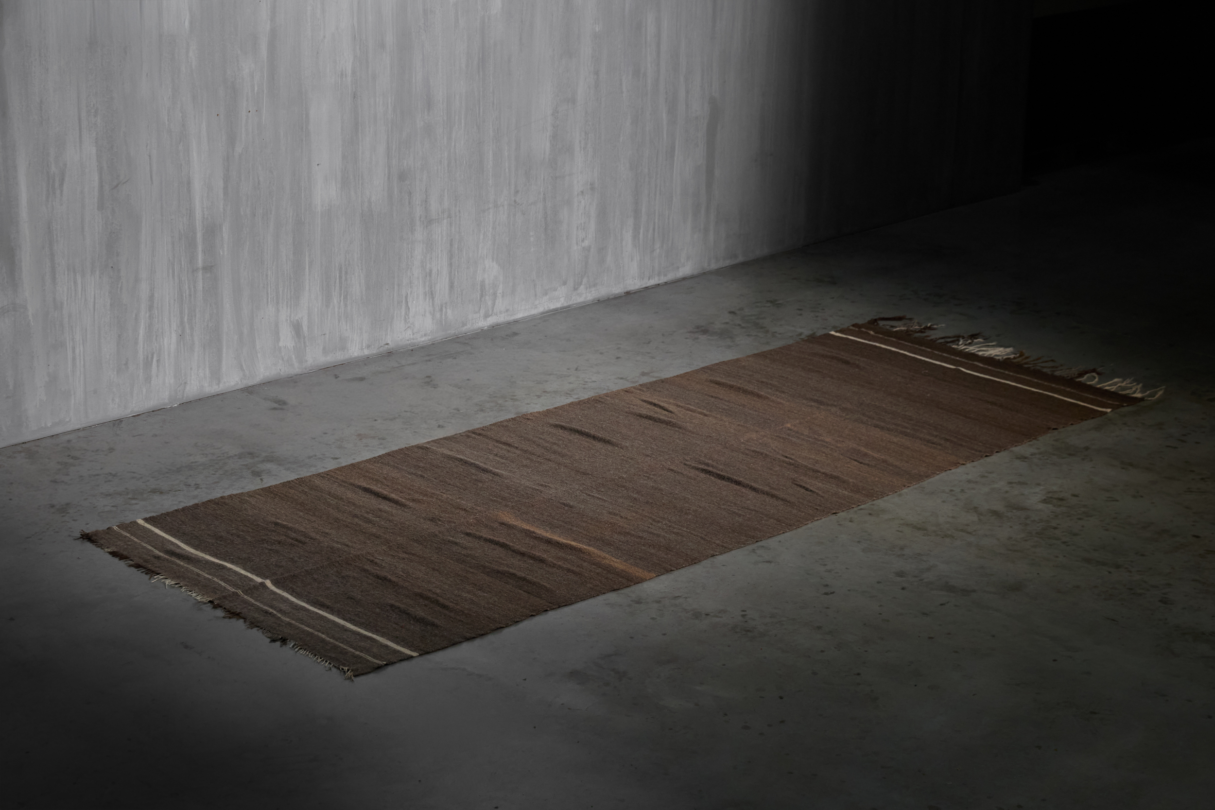 Flat-Woven Wool Rug in Brown Tones, Morocco - Circa 1950
