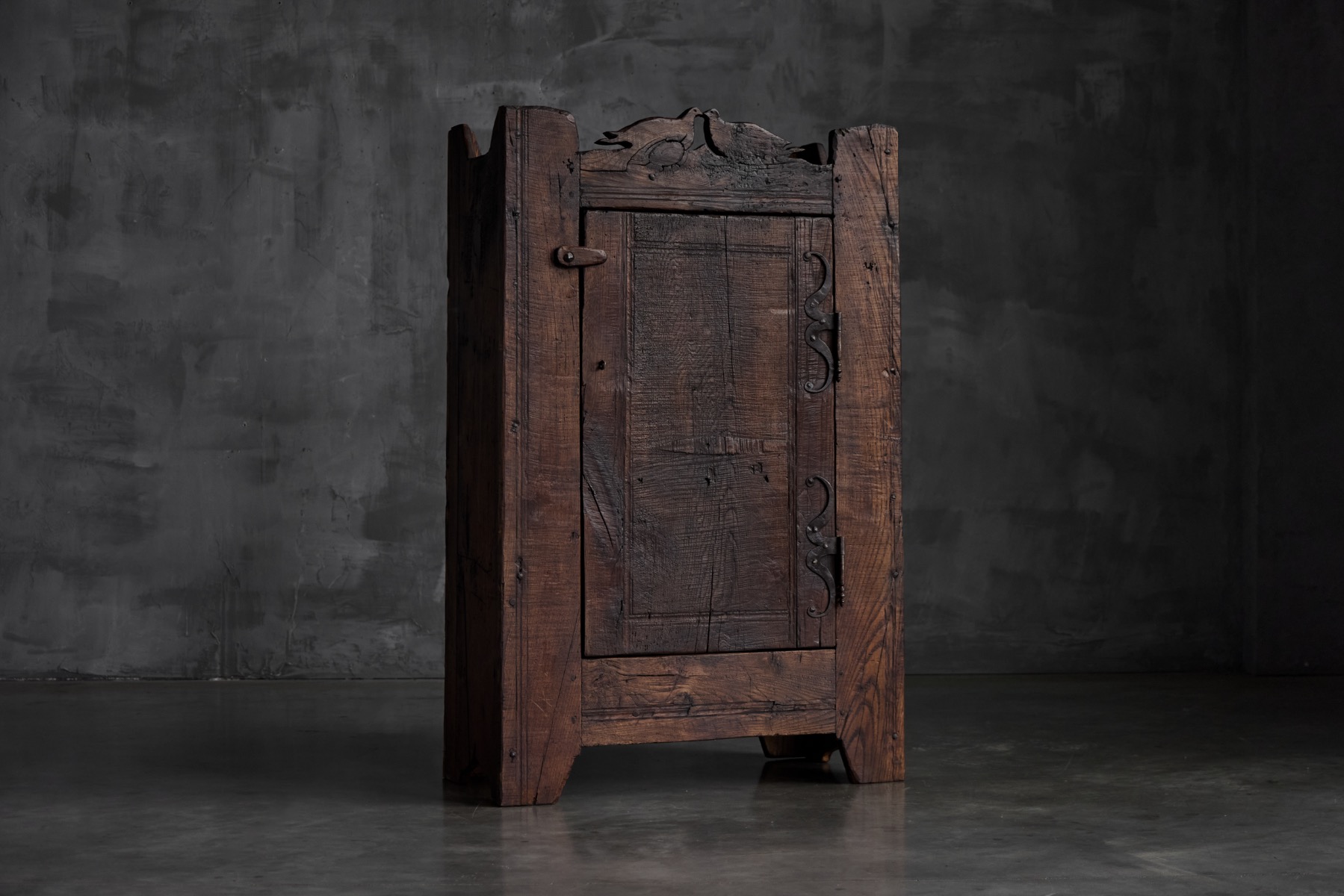 Folk Art Rustic Chestnut Cabinet, France - 1800s