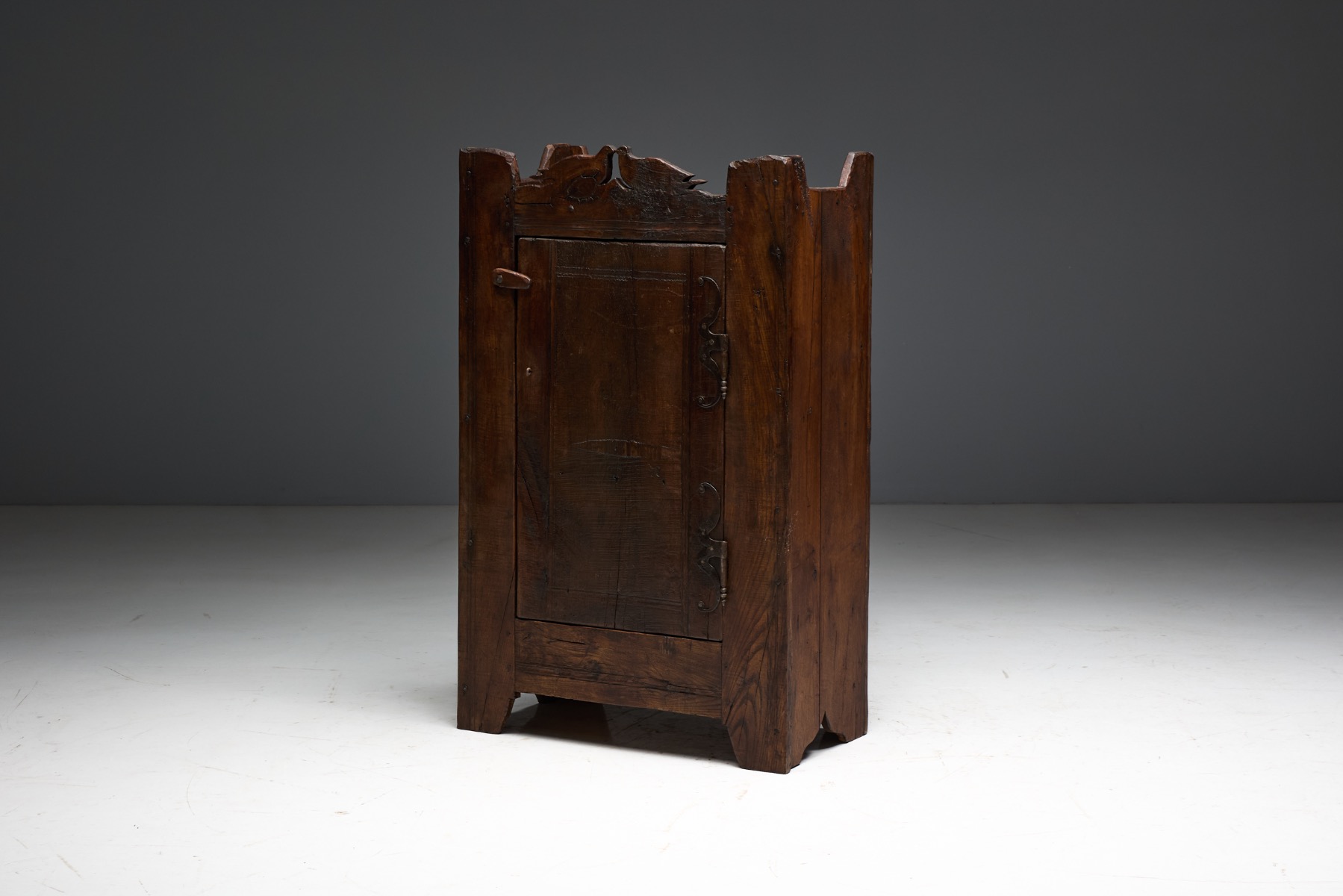 Folk Art Rustic Chestnut Cabinet, France - 1800s