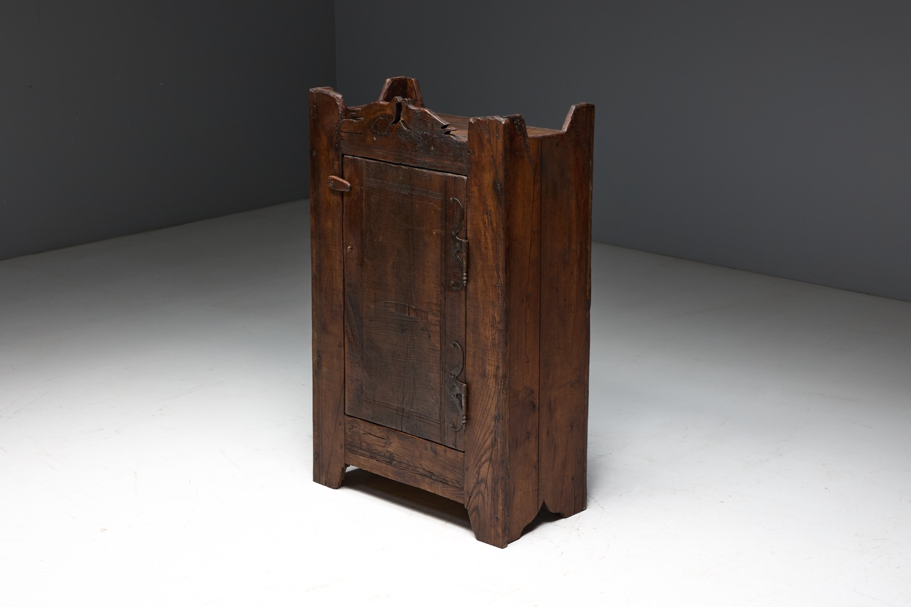 Folk Art Rustic Chestnut Cabinet, France - 1800s
