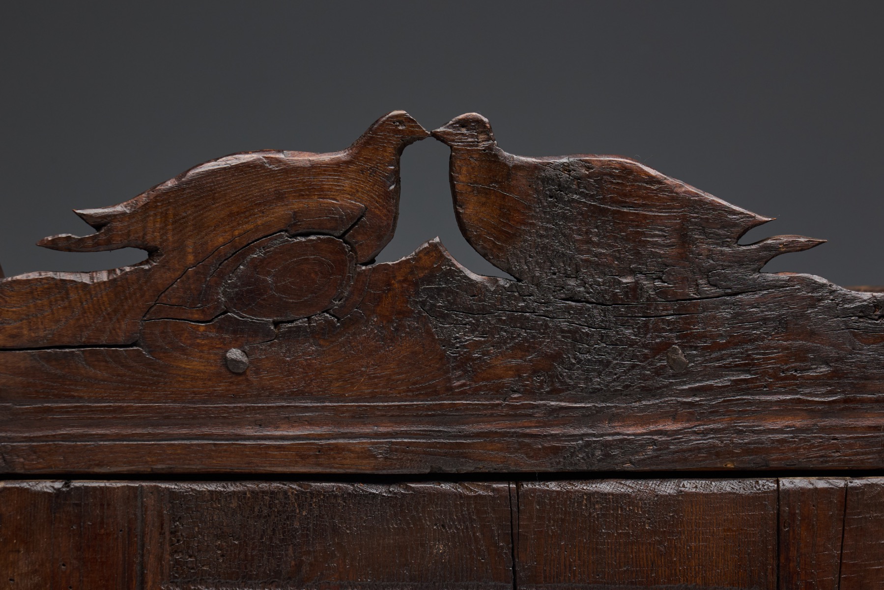 Folk Art Rustic Chestnut Cabinet, France - 1800s