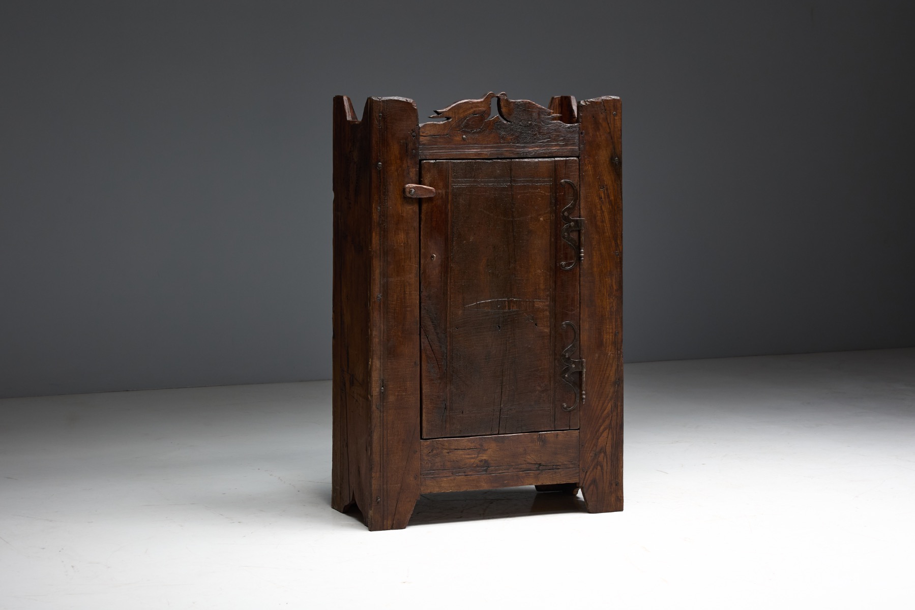Folk Art Rustic Chestnut Cabinet, France - 1800s