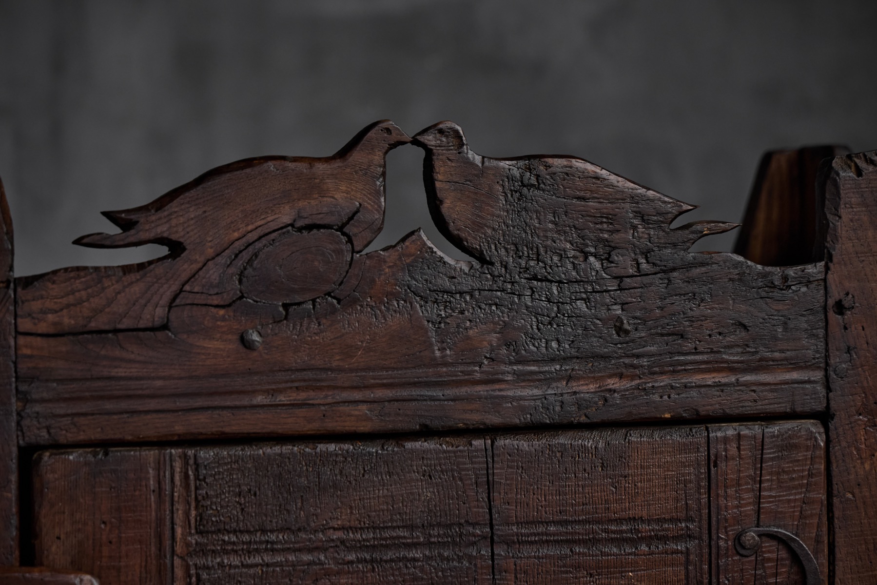 Folk Art Rustic Chestnut Cabinet, France - 1800s