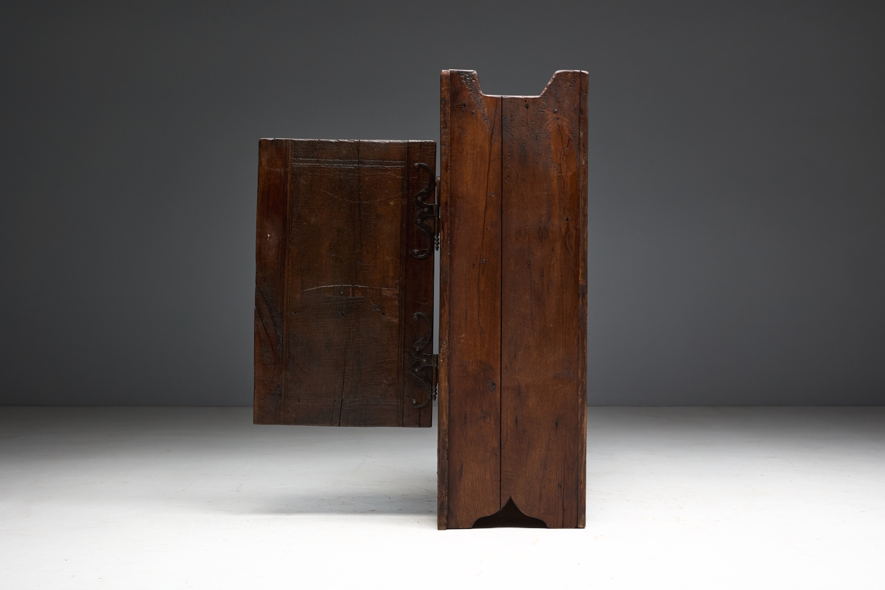 Folk Art Rustic Chestnut Cabinet, France - 1800s