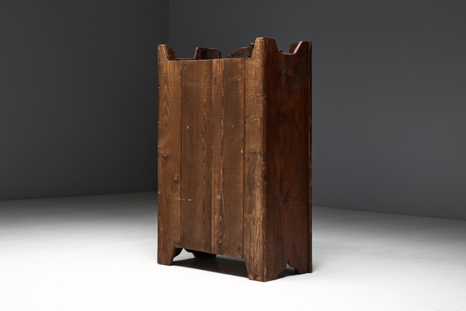 Folk Art Rustic Chestnut Cabinet, France - 1800s