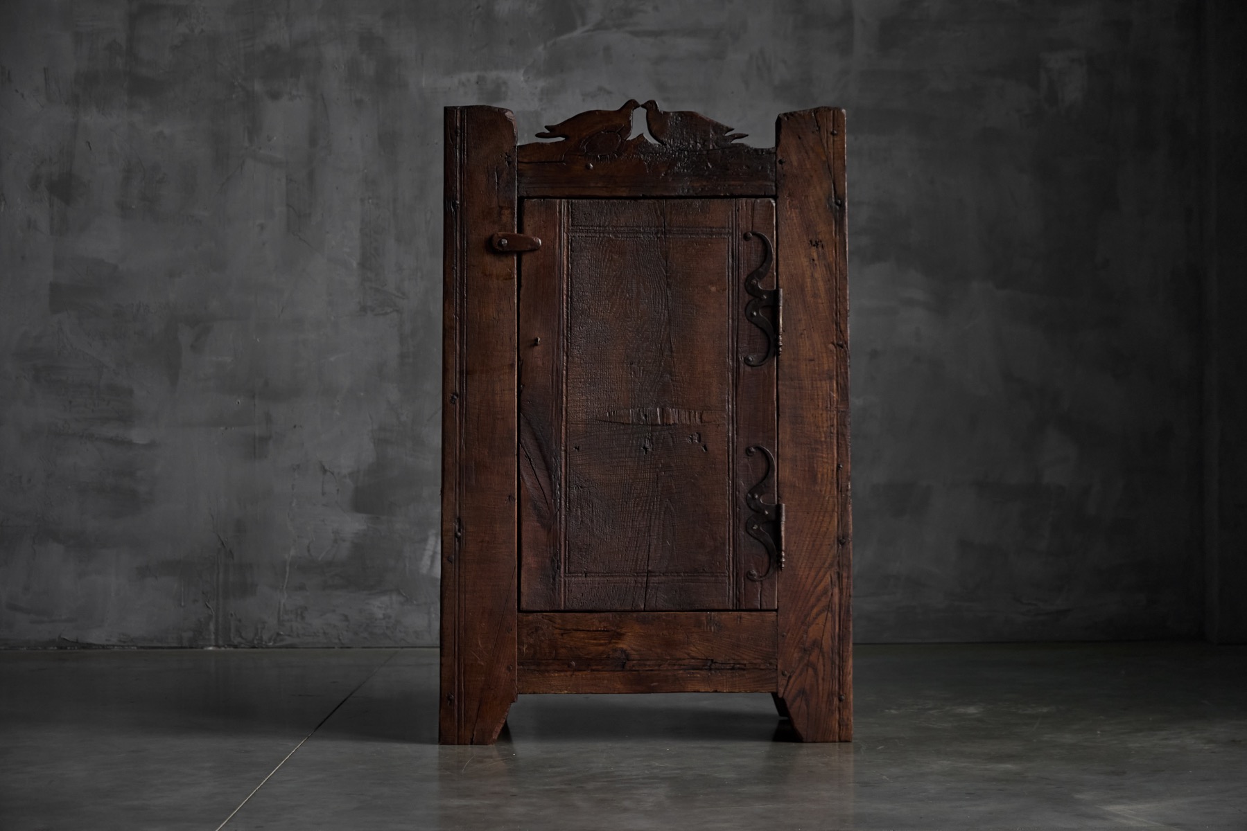 Folk Art Rustic Chestnut Cabinet, France - 1800s