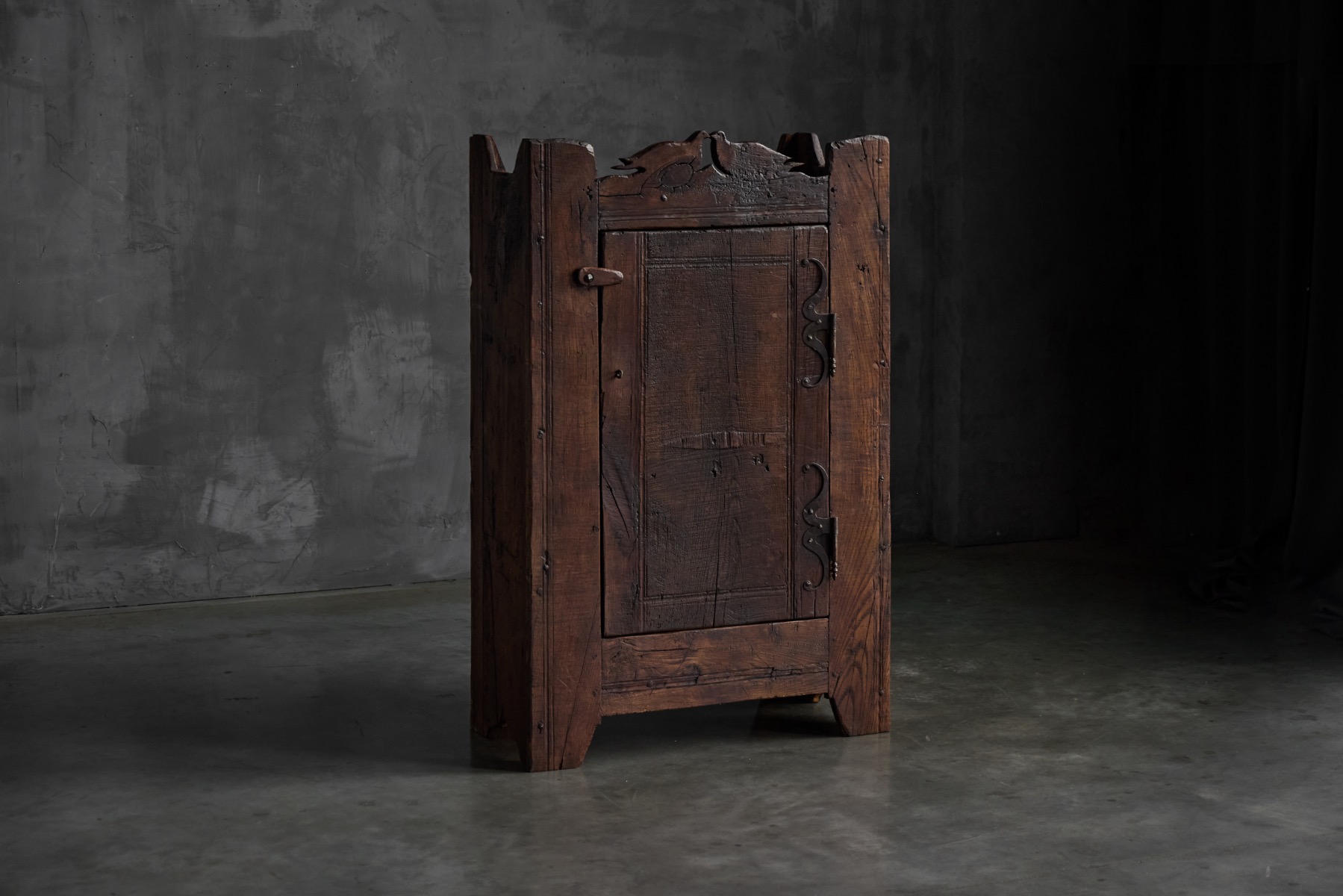 Folk Art Rustic Chestnut Cabinet, France - 1800s