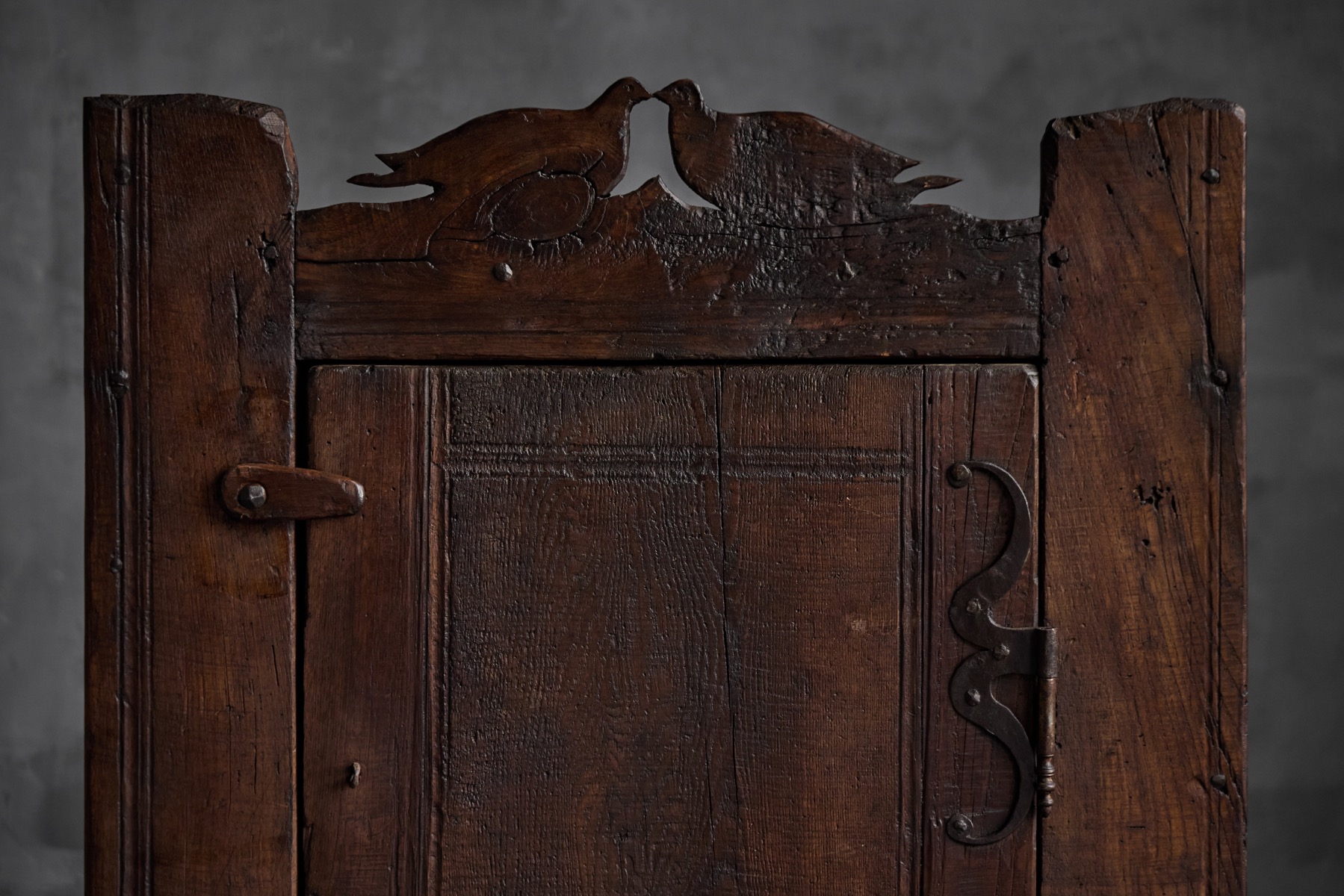Folk Art Rustic Chestnut Cabinet, France - 1800s