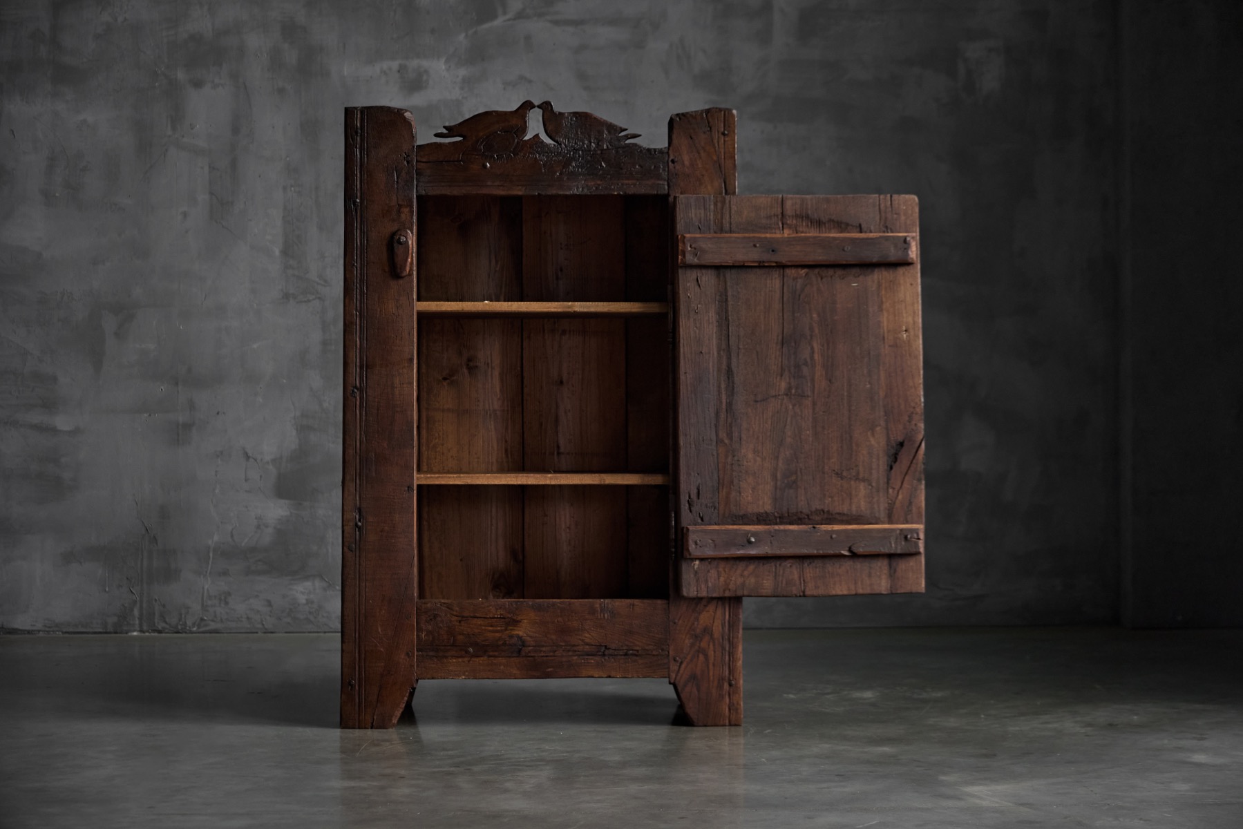 Folk Art Rustic Chestnut Cabinet, France - 1800s