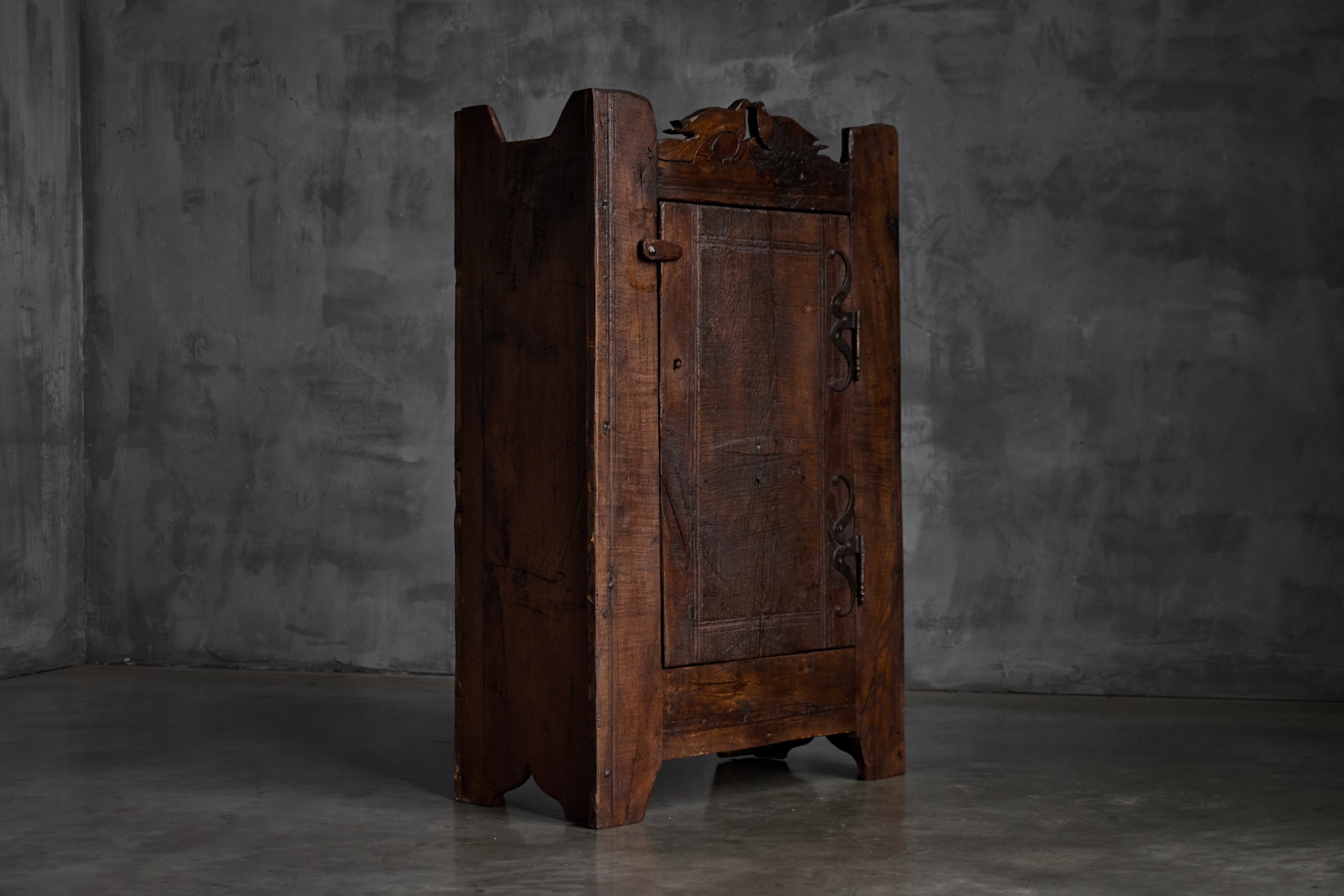 Folk Art Rustic Chestnut Cabinet, France - 1800s