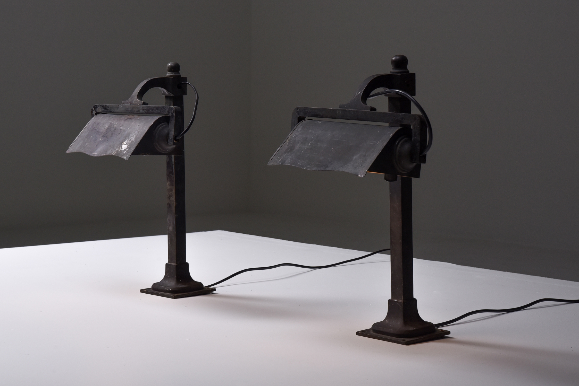 Castiron pre-war industrial desk lamps - 1900s