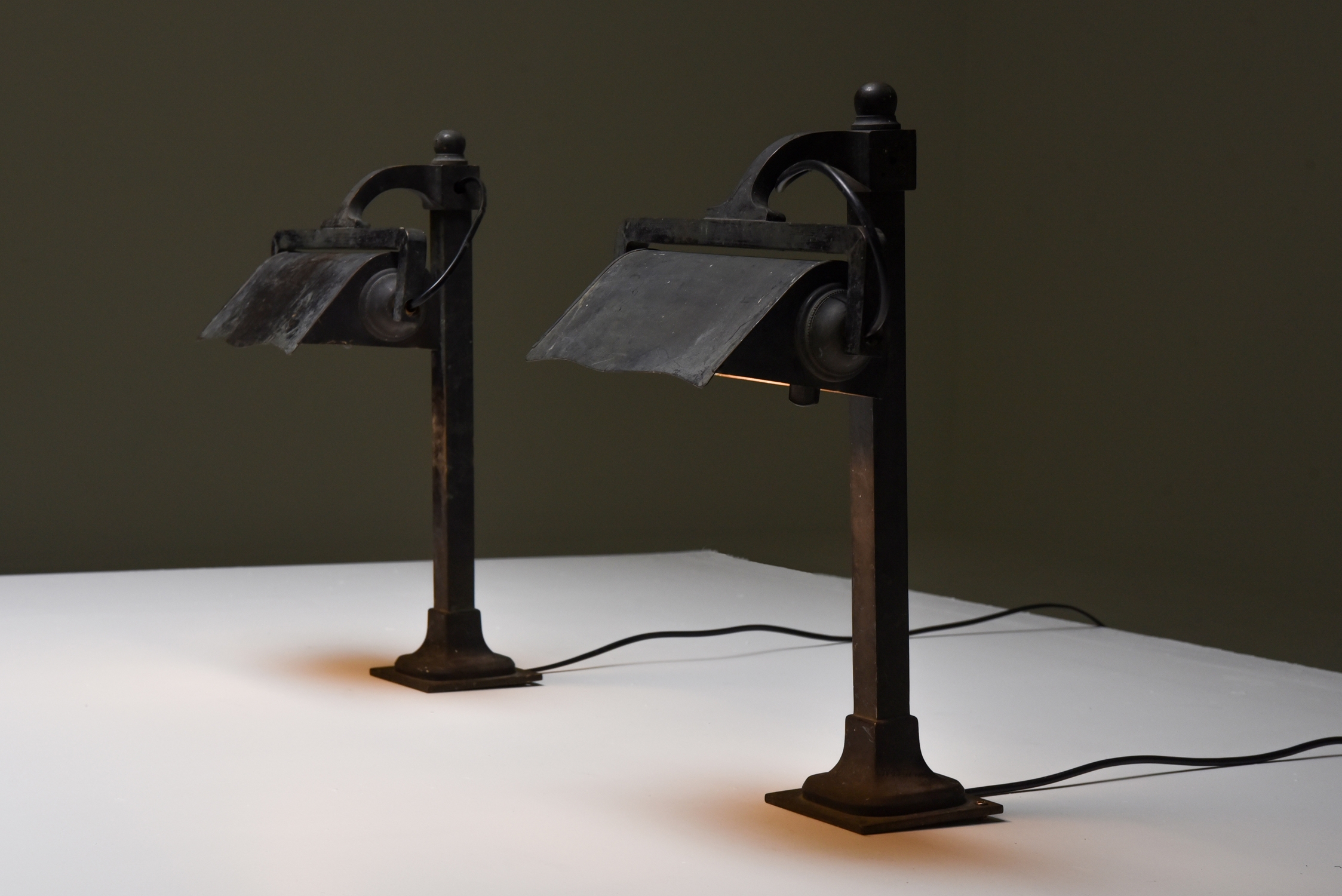 Castiron pre-war industrial desk lamps - 1900s