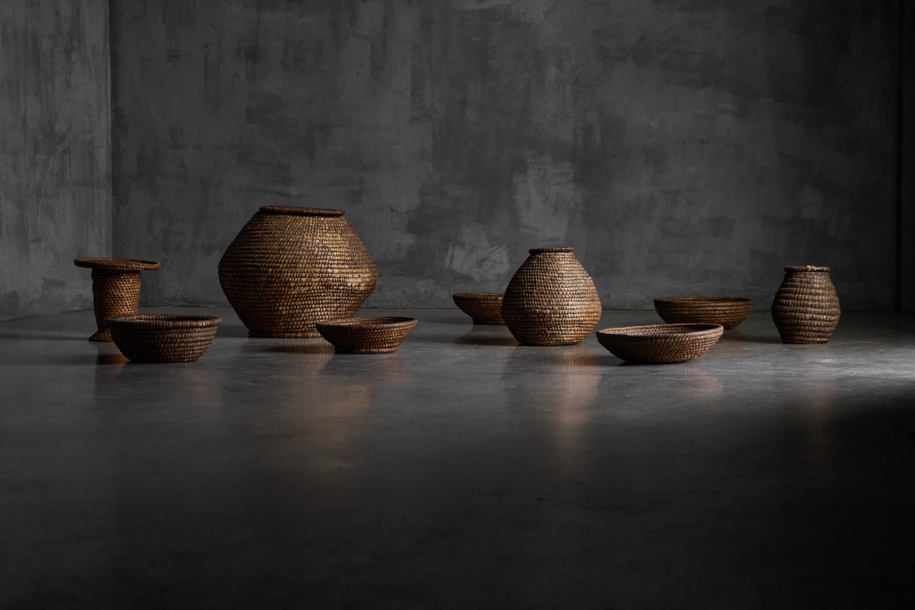 Folk Art Basketry Ensemble, France - Mid 20th Century