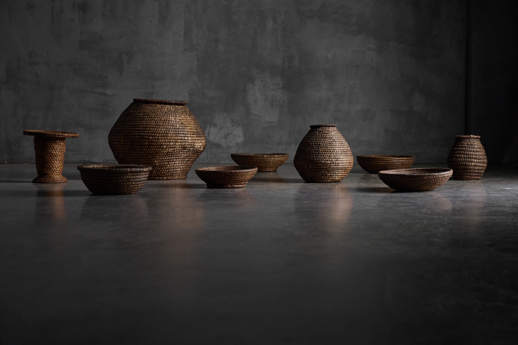 Folk Art Basketry Ensemble, France - Mid 20th Century
