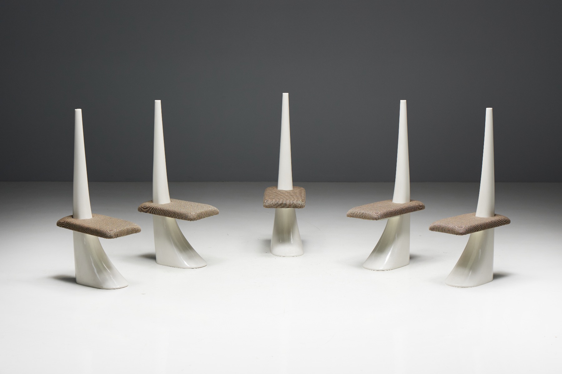French Sculptural Fibreglass Side Chairs - 1960s