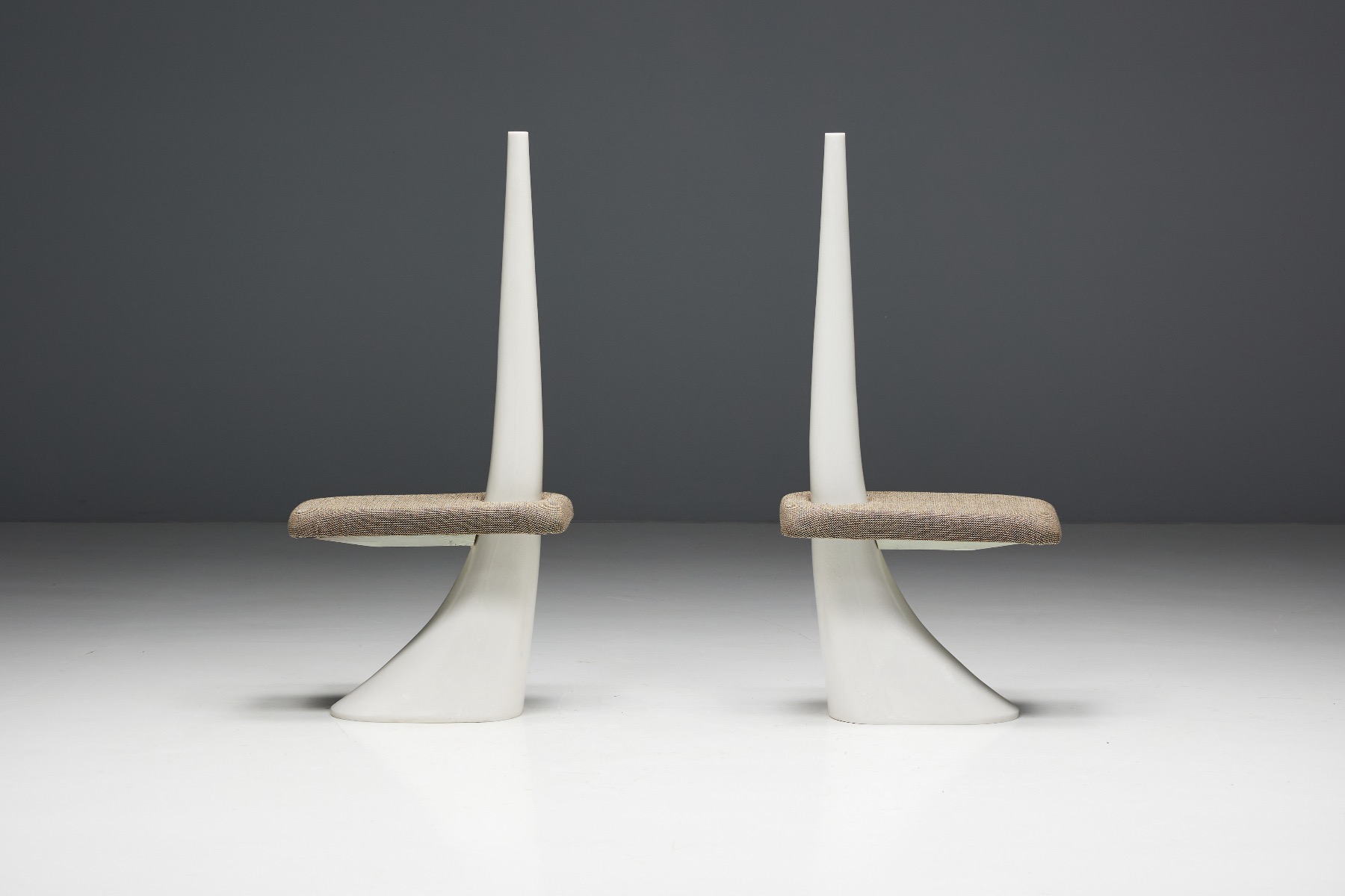 French Sculptural Fibreglass Side Chairs - 1960s