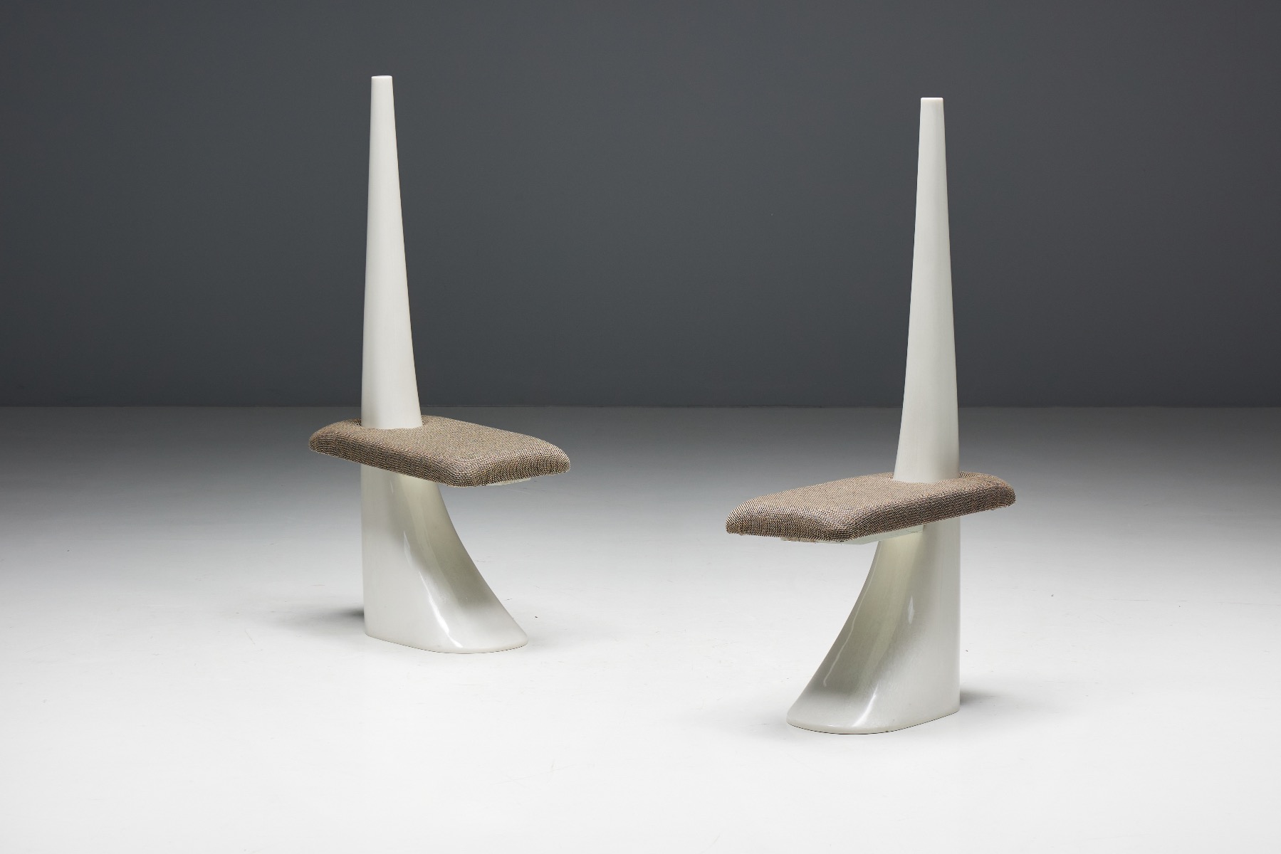 French Sculptural Fibreglass Side Chairs - 1960s