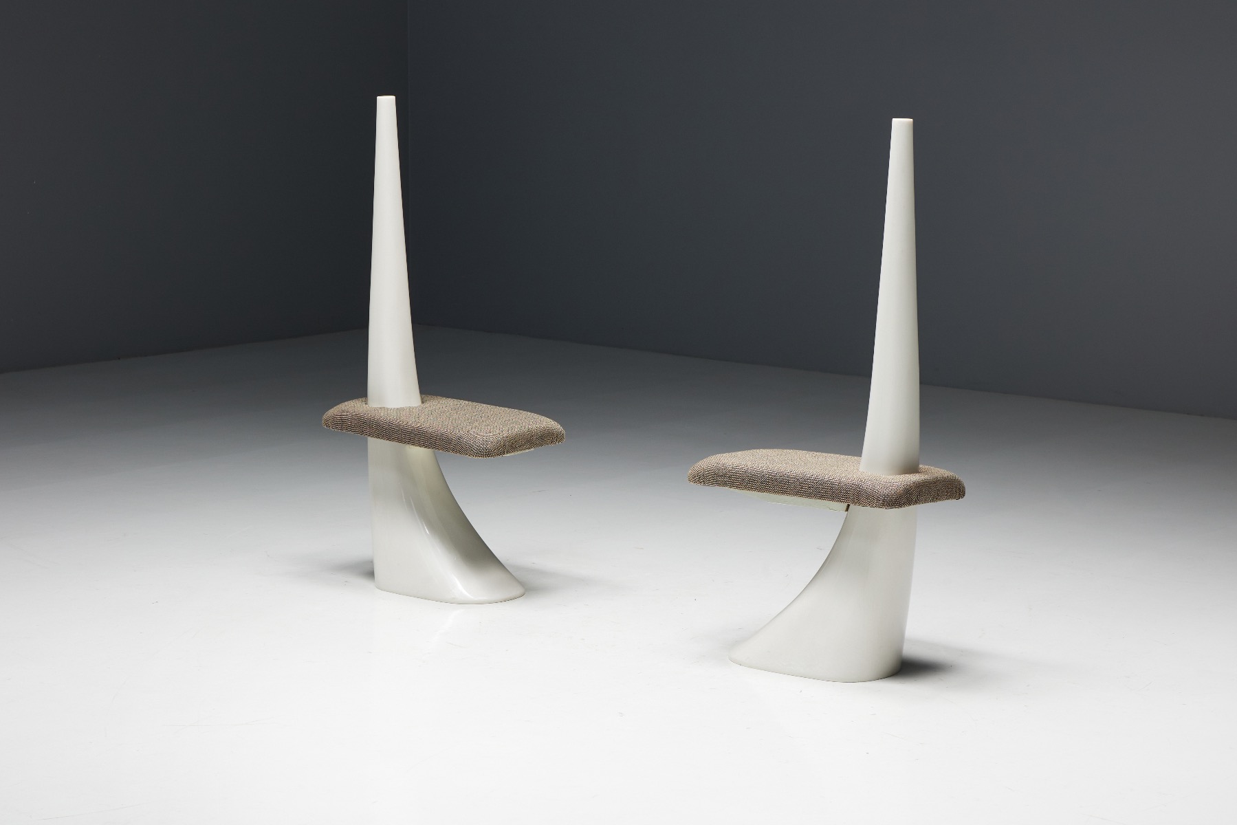 French Sculptural Fibreglass Side Chairs - 1960s