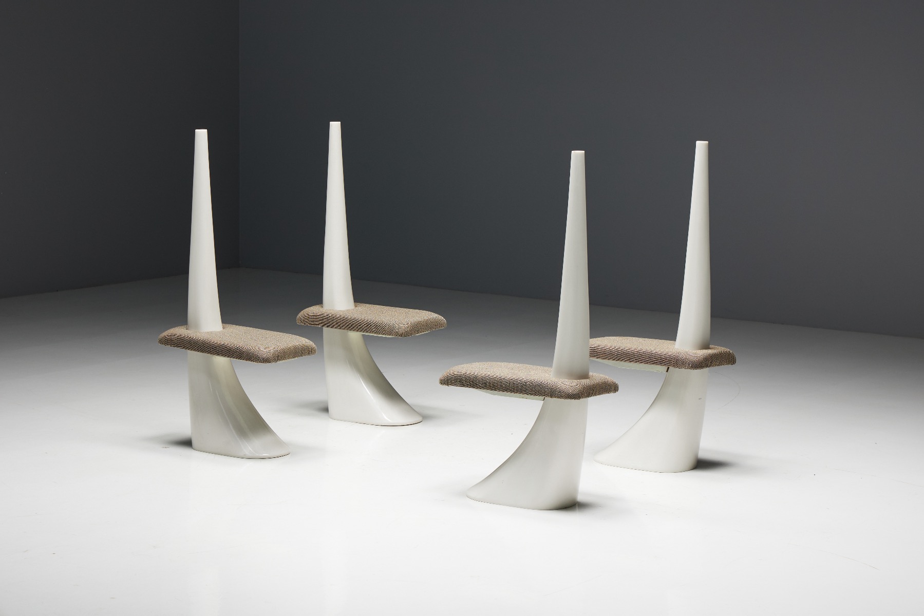 French Sculptural Fibreglass Side Chairs - 1960s