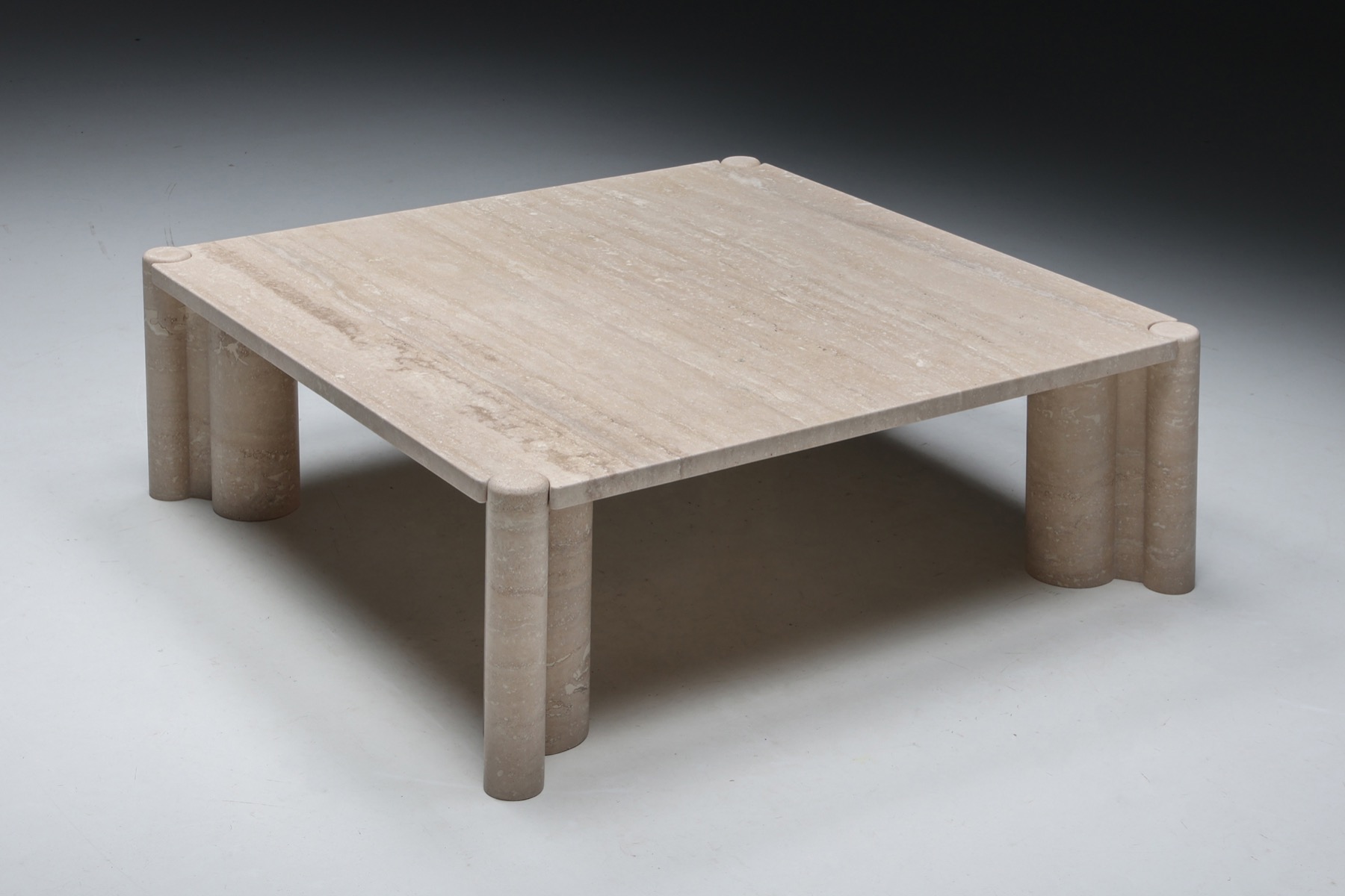 Gae Aulenti Jumbo Travertine Square Coffee Table - 1960's