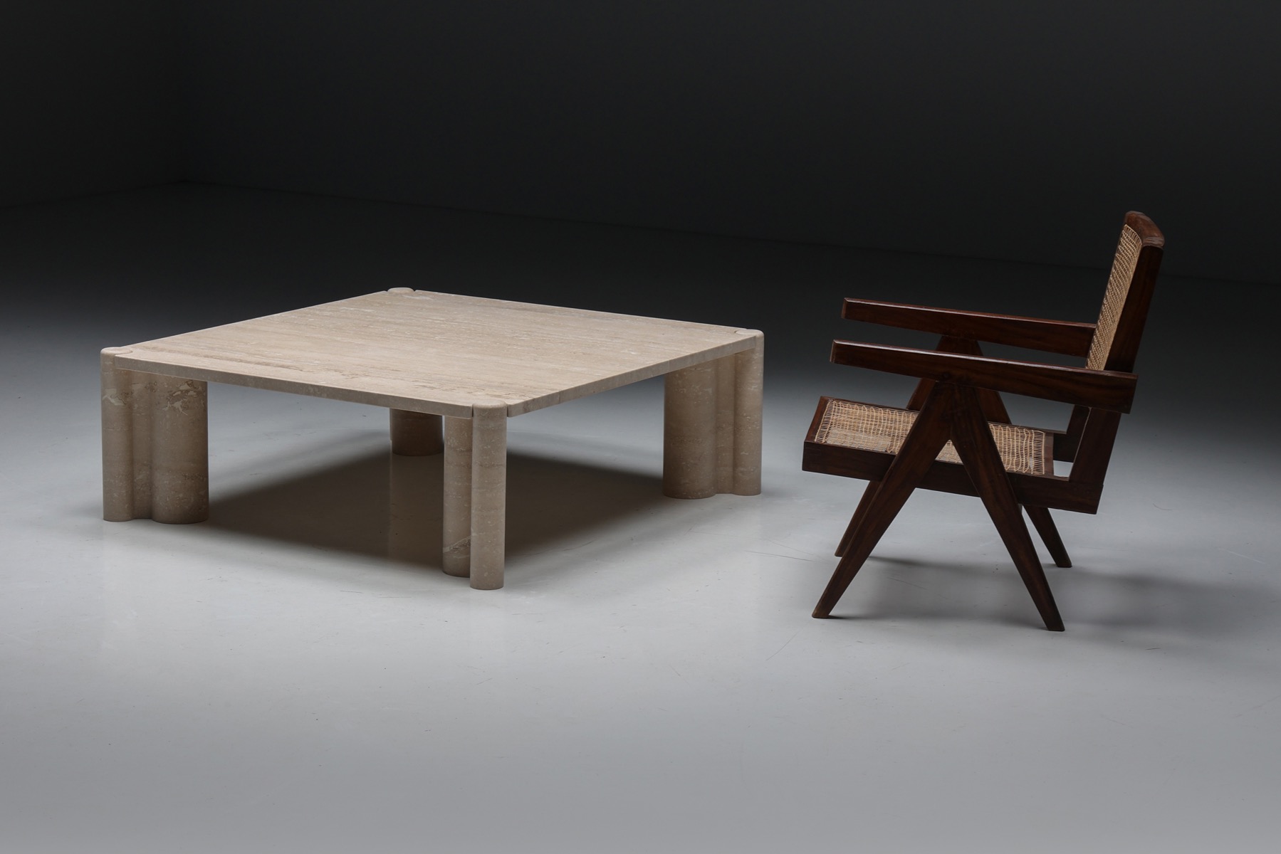 Gae Aulenti Jumbo Travertine Square Coffee Table - 1960's